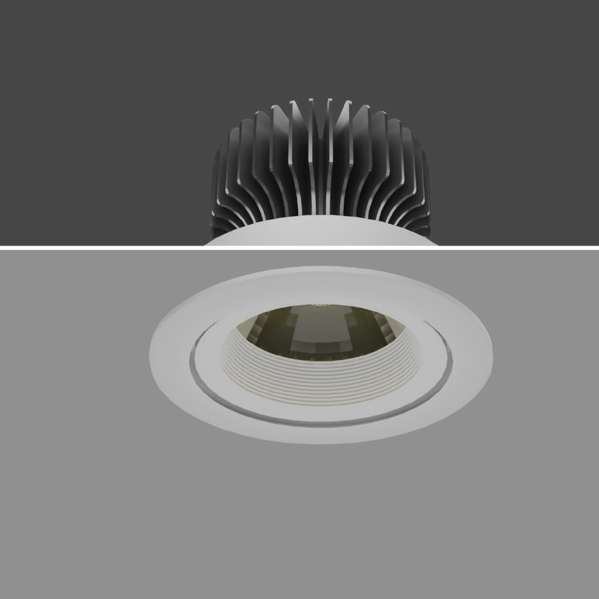 HULK representative white-body recessed downlight view; exact wattage not identified and black-body photograph unavailable.