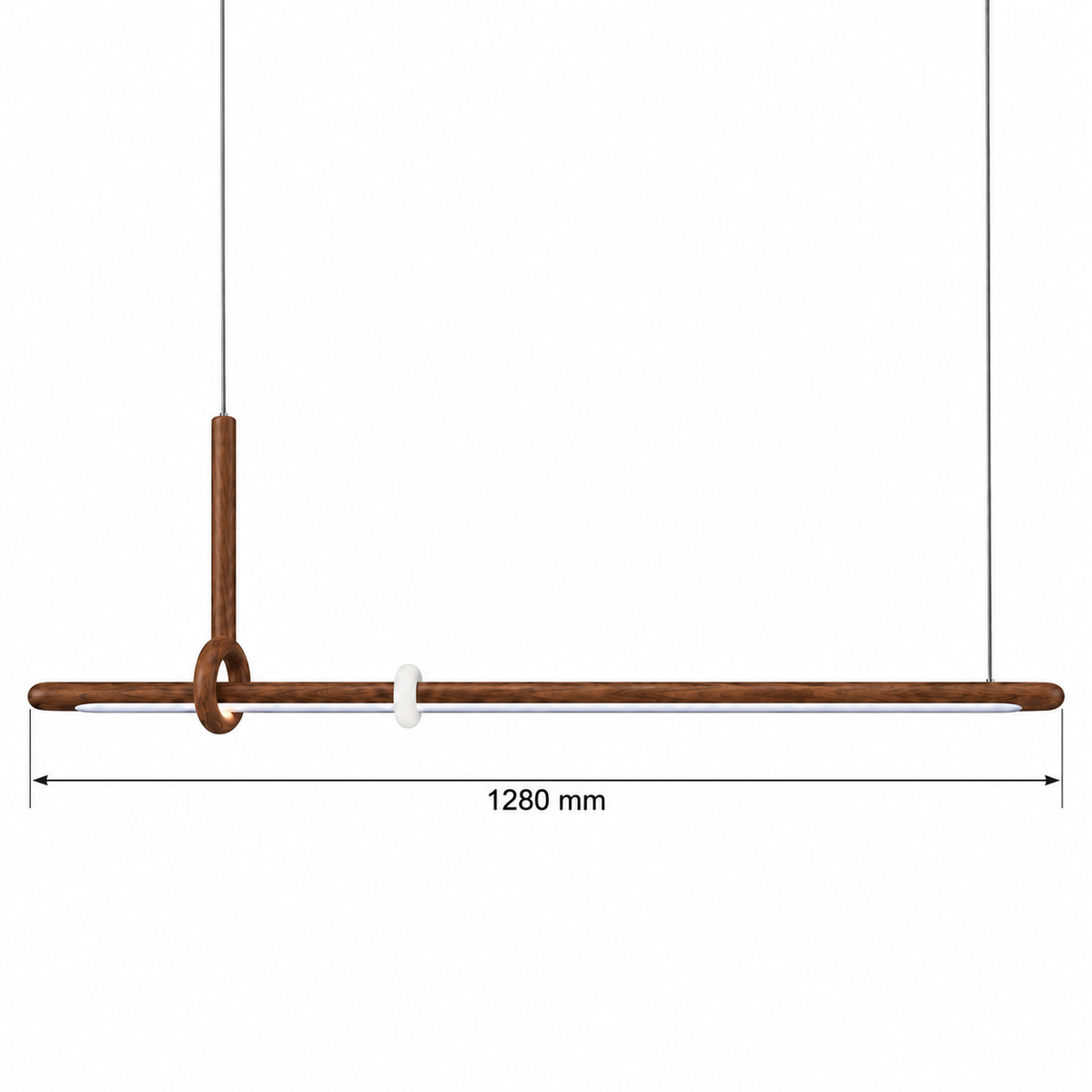 Lignia Walnut-Tone Linear Pendant Light β confirmed dimensions in millimetres