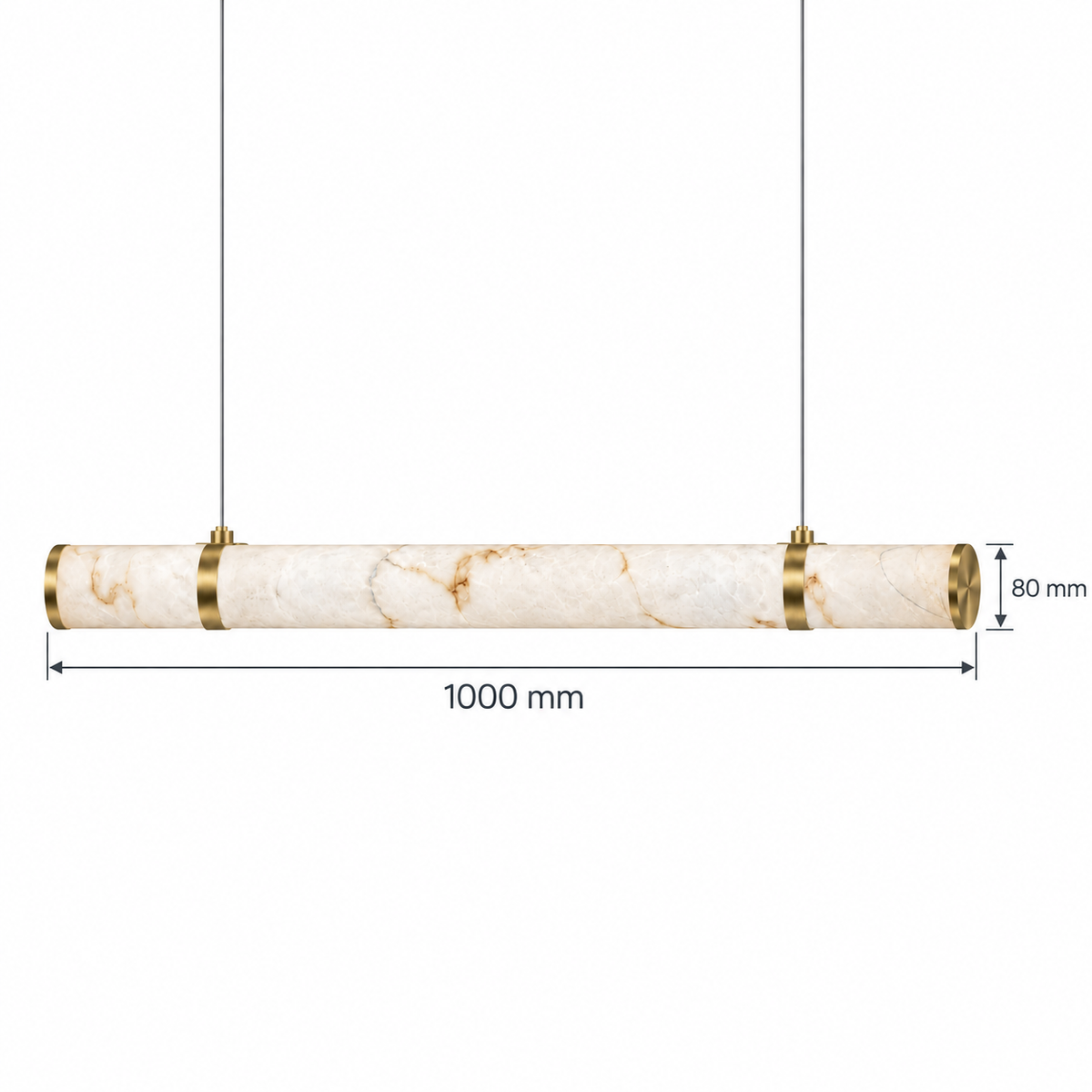 Linea Faux-Stone Bar Pendant Light, confirmed dimension diagram