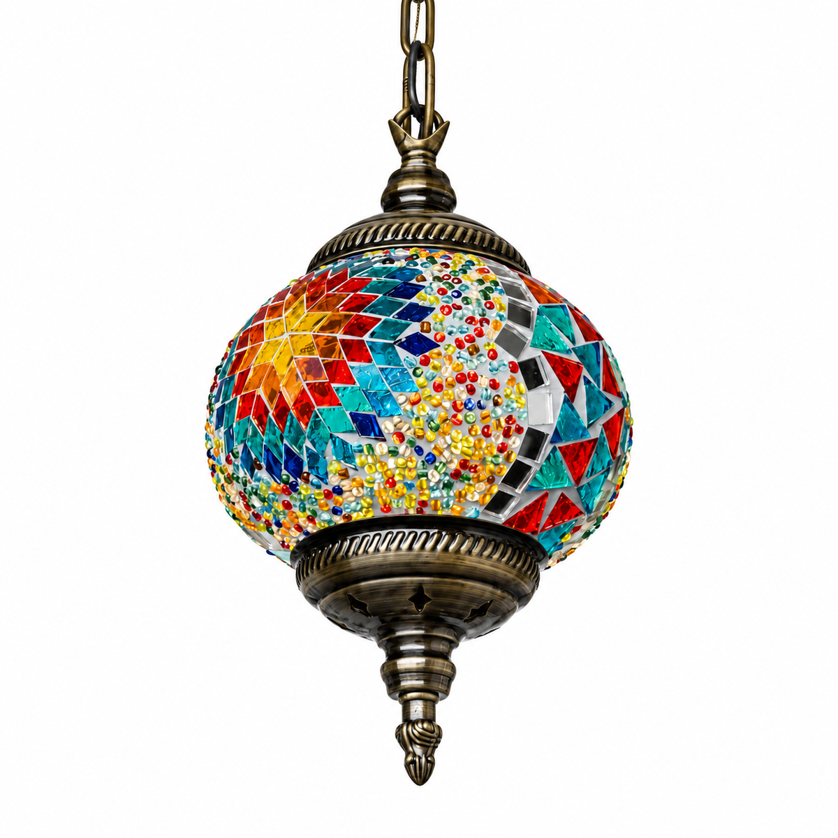 Mosaica Tiffany Glass Pendant Light, studio view on white