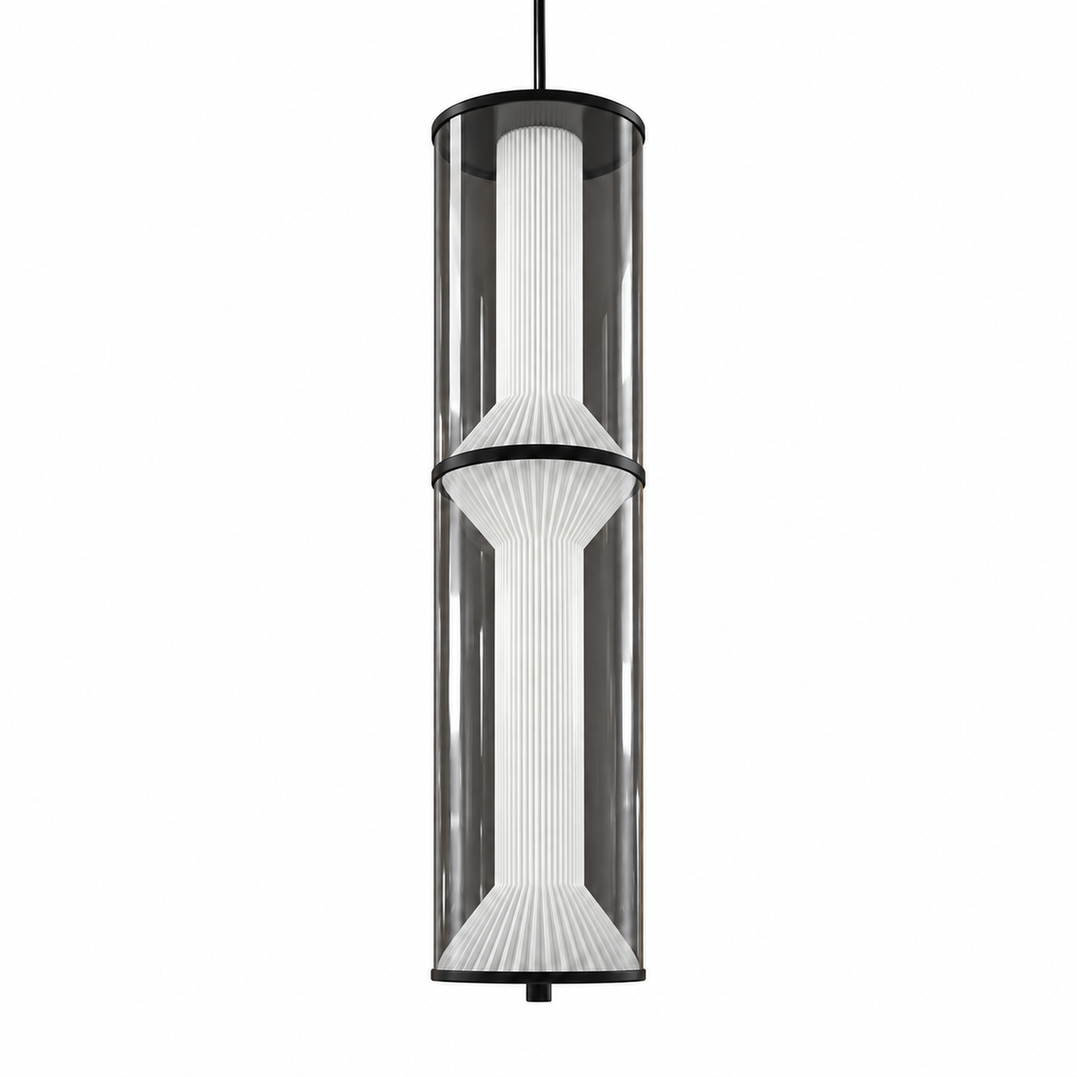 Obelisk Smoke & White Glass Pendant Light, studio view on white