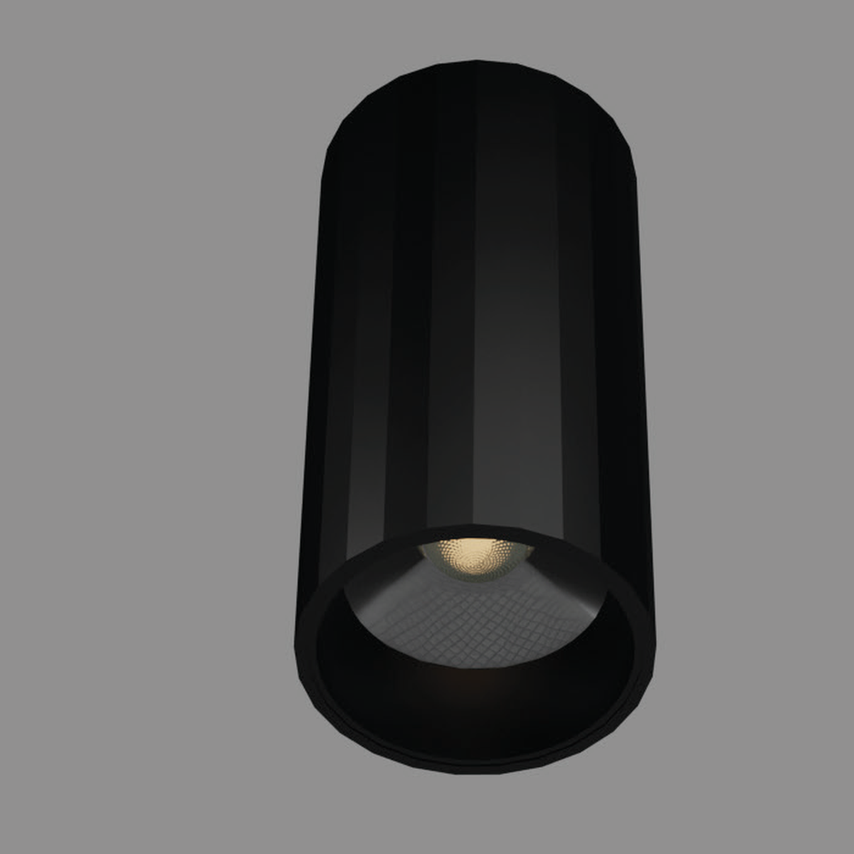 OBLIQUE-SF black-body faceted cylindrical surface downlight, faithful original reference; representative wattage, white-body image unavailable.