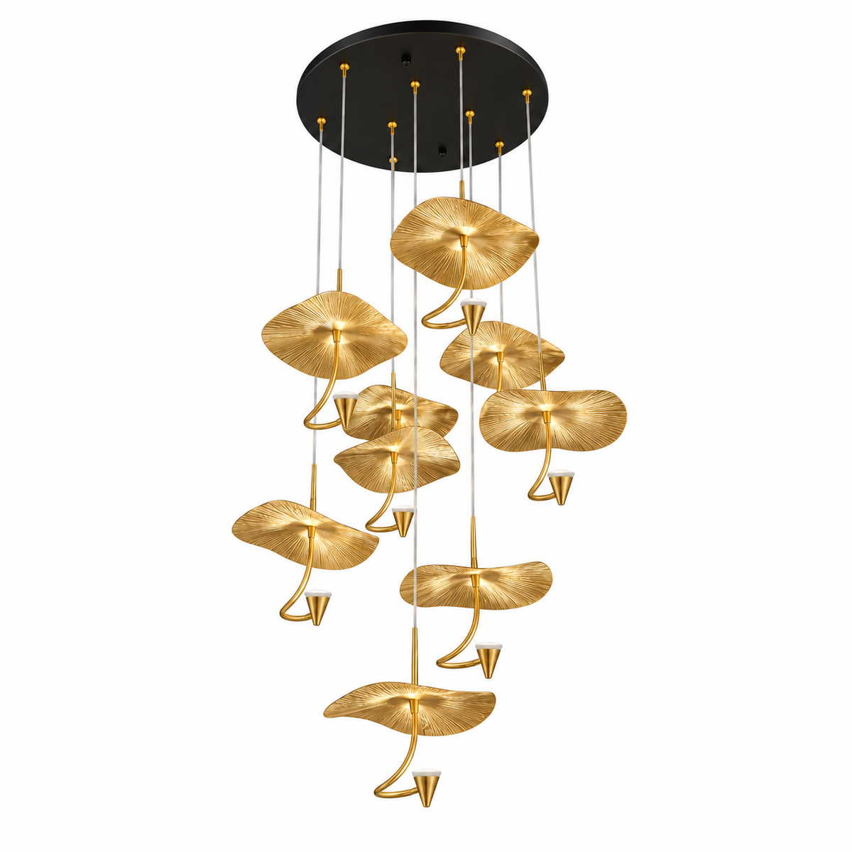 Ondine Nine-Drop Wave Chandelier, studio view on white