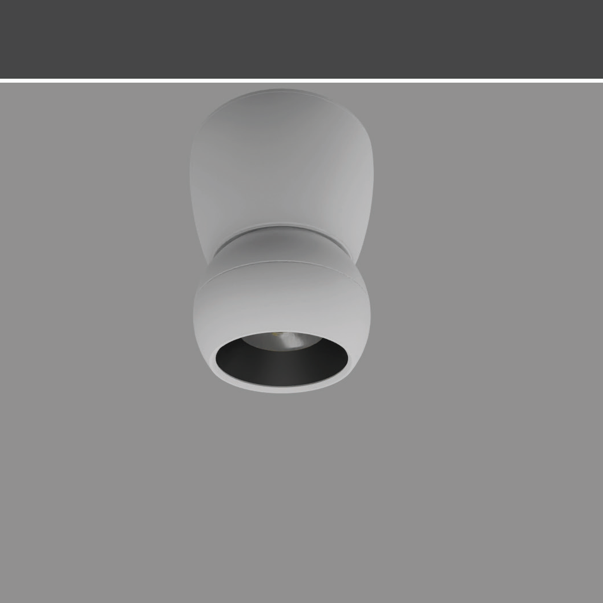 ORB 7W white-body rounded surface-mounted spotlight with original short ceiling base and circular light head; black-body surface photo unavailable.