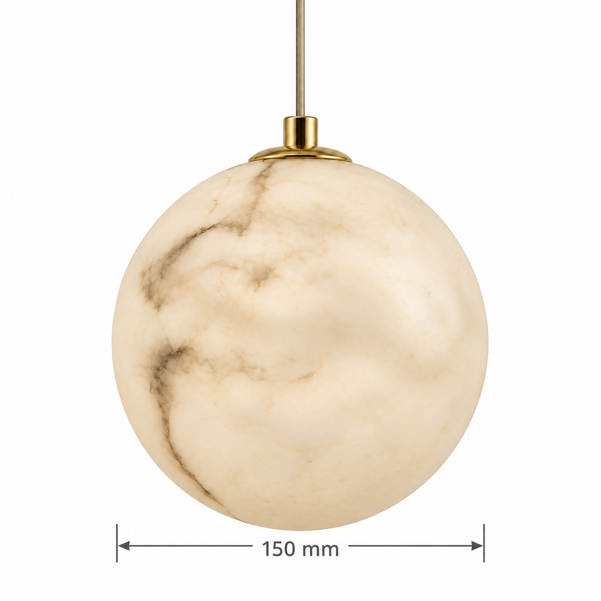 Orba Faux-Stone Globe Pendant Light, confirmed dimension diagram