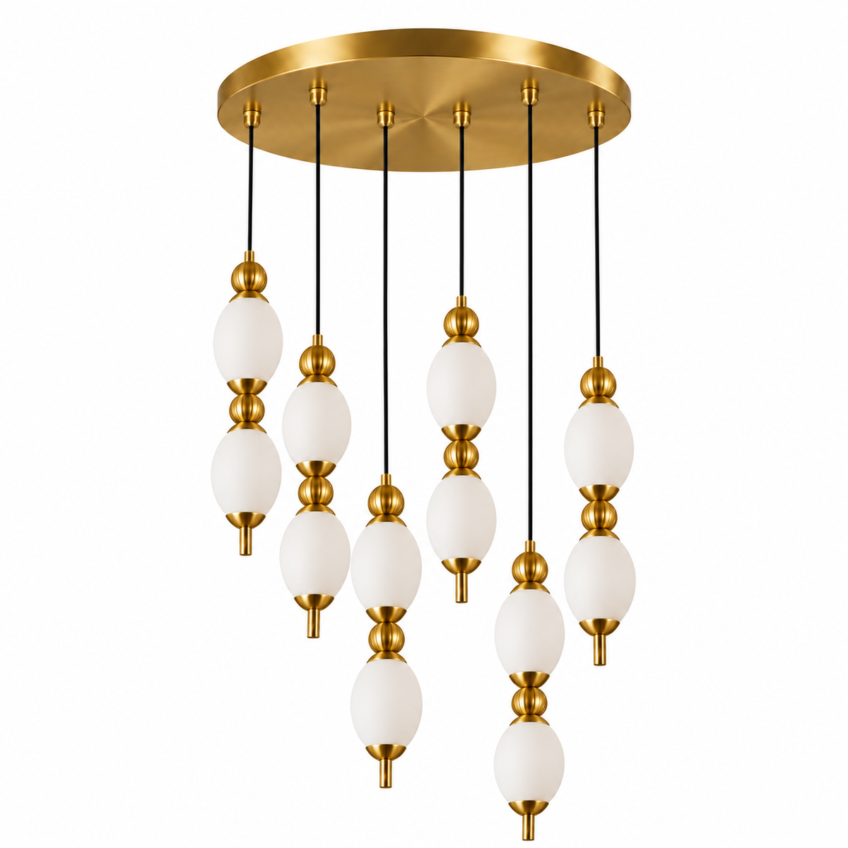 Ovelle Six-Drop Acrylic Chandelier, studio view on white