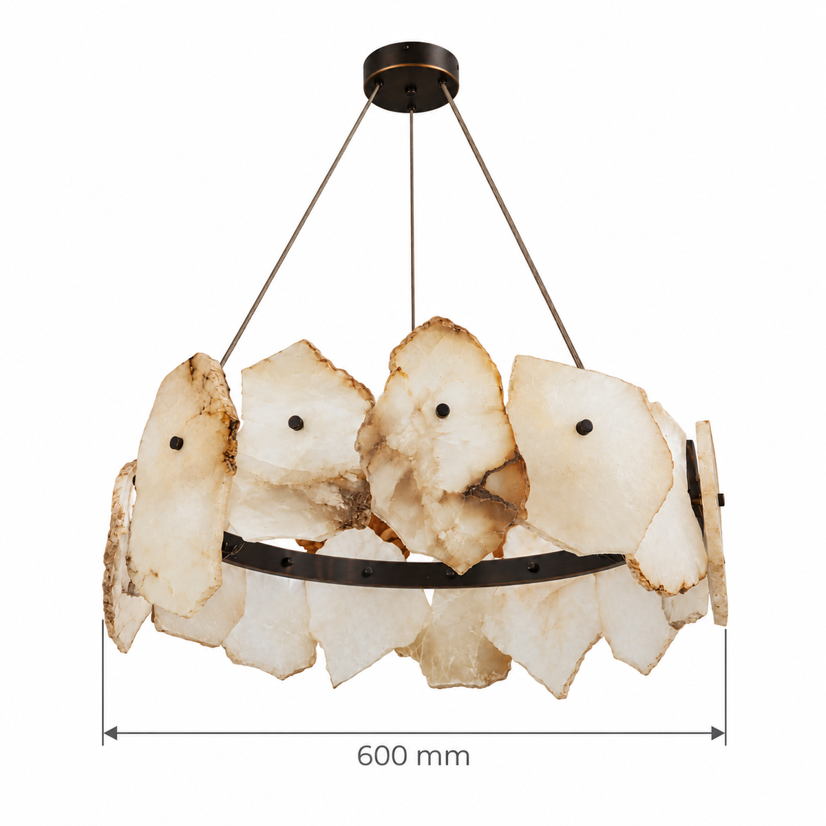 Petra Sculpted Marble Ring Chandelier, confirmed dimension diagram
