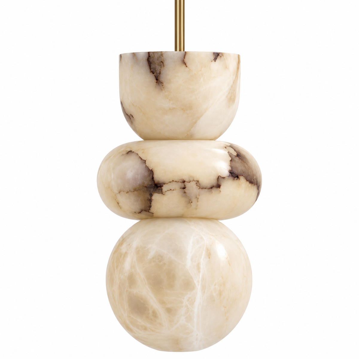 Petra Stacked Marble Pendant Light, studio view on white