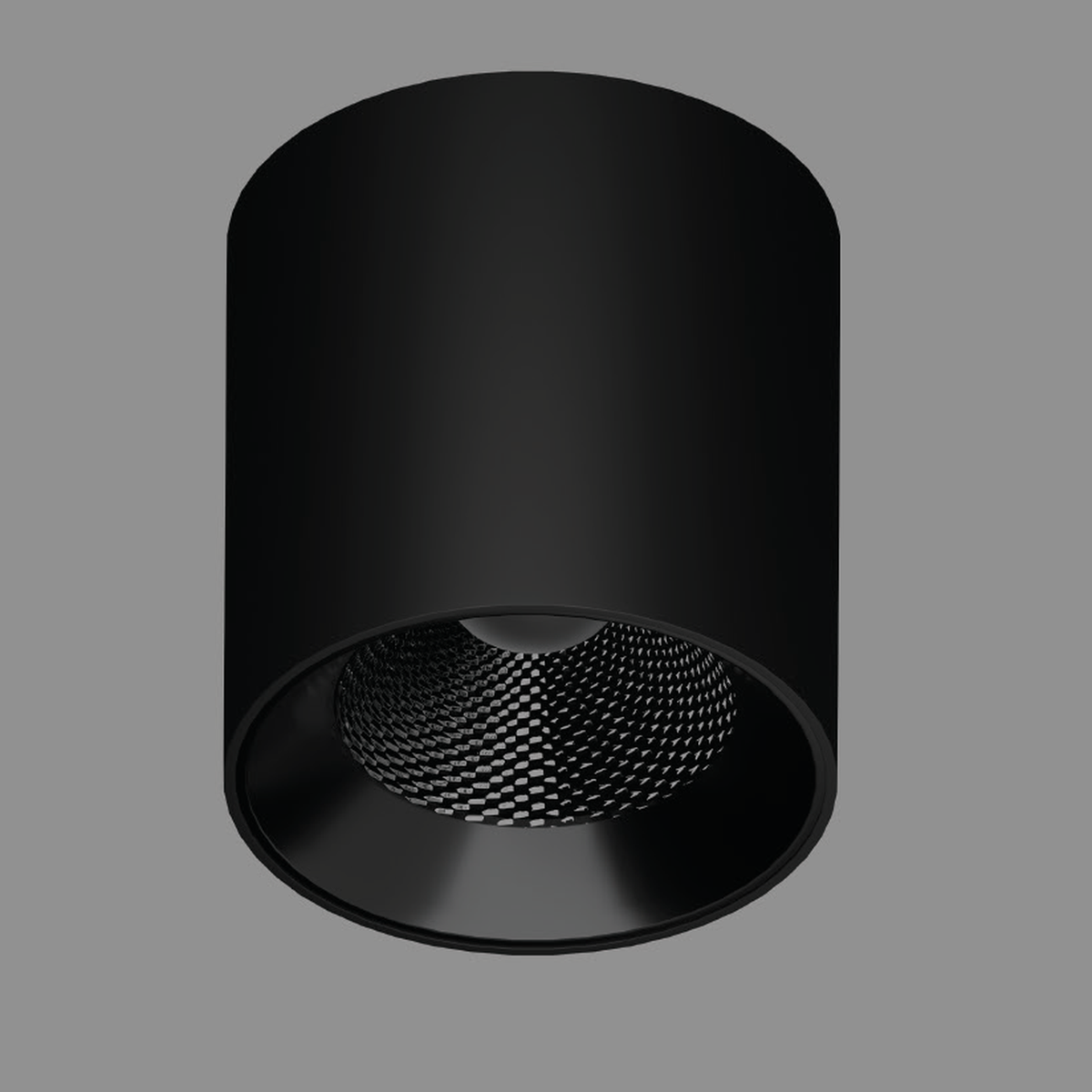 PISTON-02 black-body cylindrical surface downlight with textured optical reflector, faithful original reference; representative wattage, white-body image unavailable.