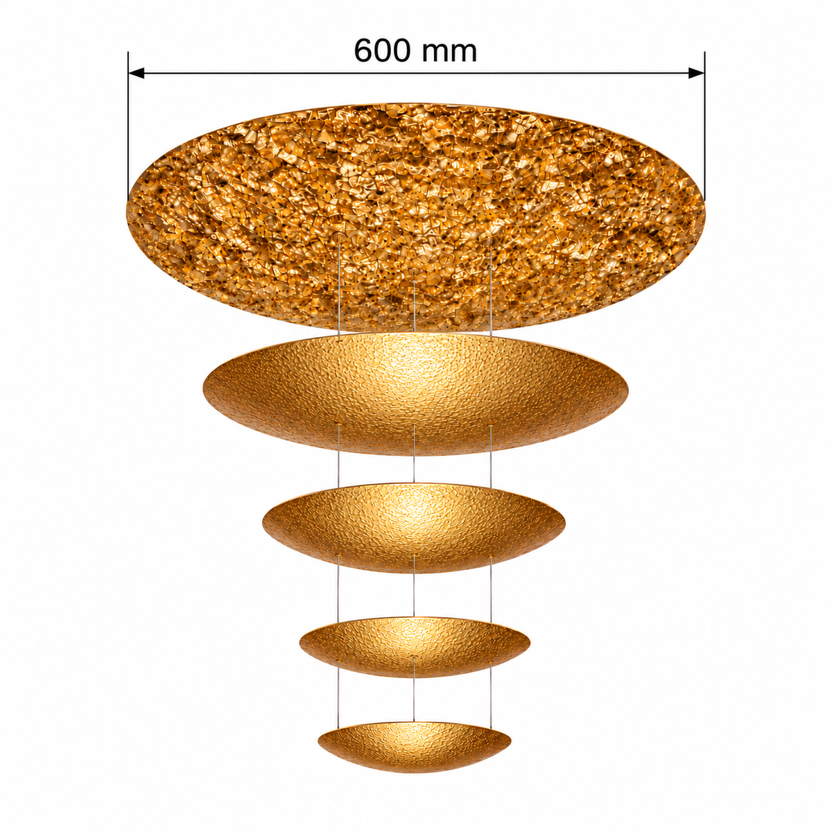 Scala Five-Disc Cascade Chandelier, confirmed dimension diagram