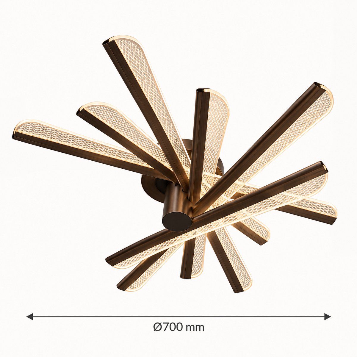 Sculptural fan blade ceiling light dimension image, Ø700 mm