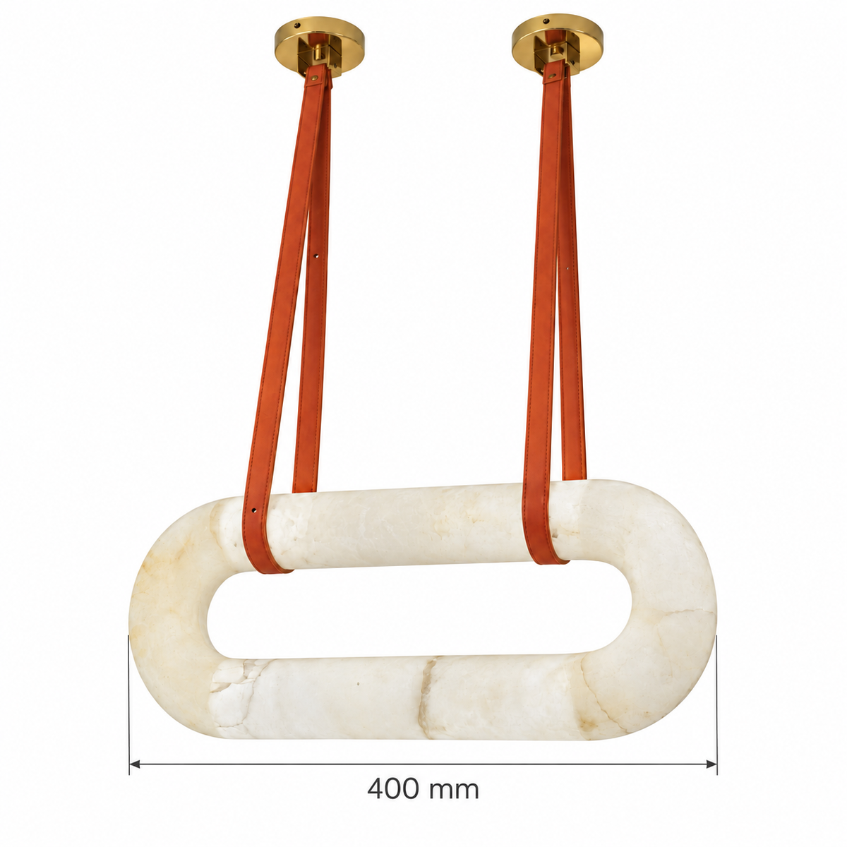 Sella Oblong Faux-Stone Loop Pendant Light, confirmed dimension diagram