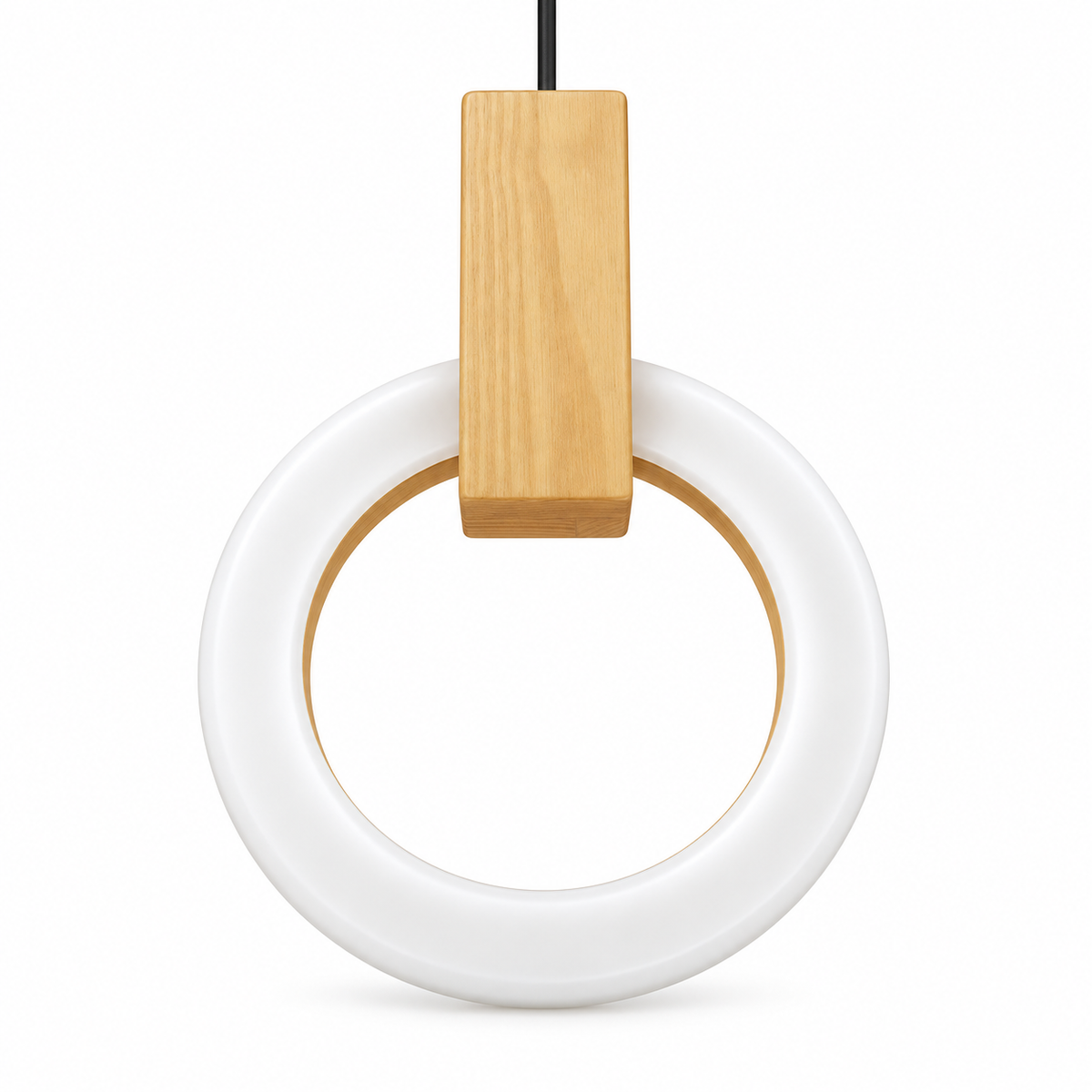 Silva Wood & Acrylic Halo Pendant Light 200 mm, studio view on white