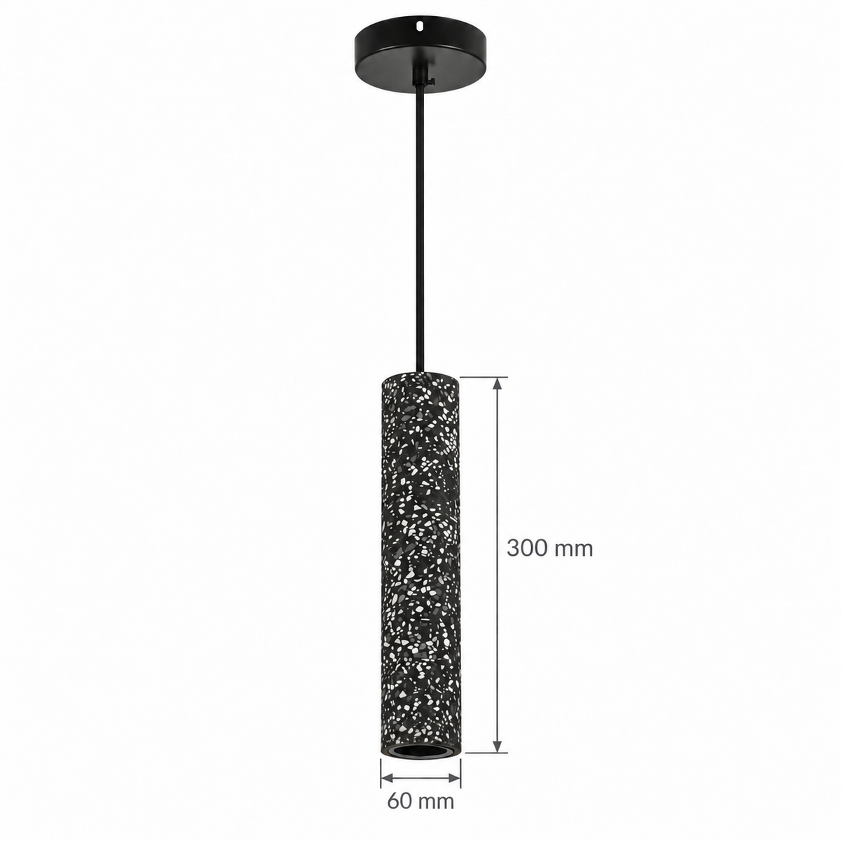 Speckle Black Cylinder Pendant Light, confirmed dimension diagram