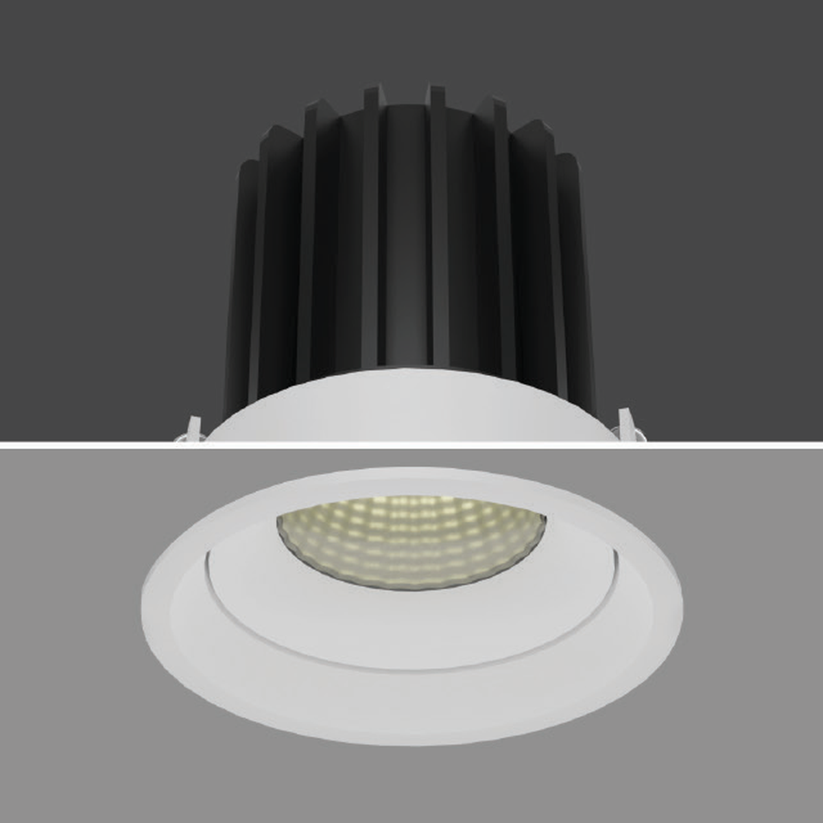 SWING representative white-body recessed downlight view; exact wattage not identified and black-body photograph unavailable.