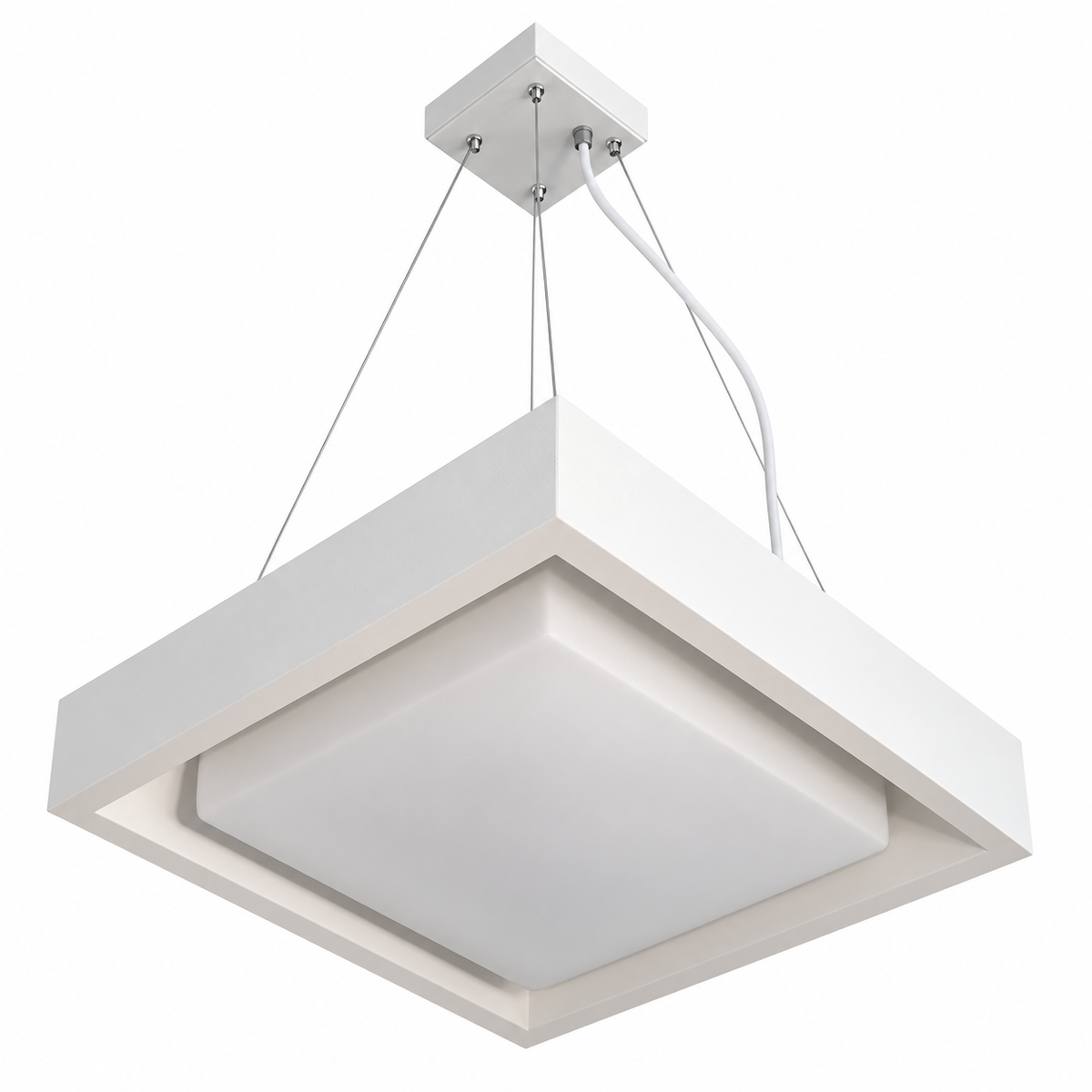 White Square Diffuser Pendant, unlit studio view