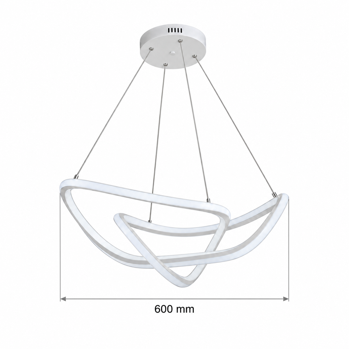 White Sweeping Ribbon Pendant, dimension diagram; body diameter 600 mm