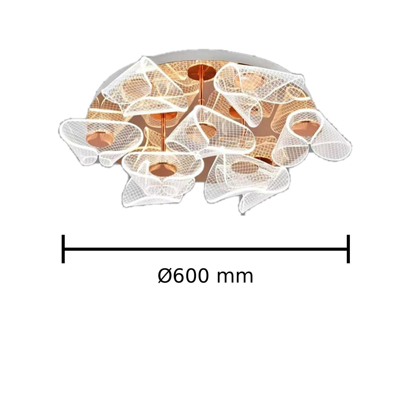 Ribbon Mesh Acrylic Ceiling Light dimension image, Ø600 mm