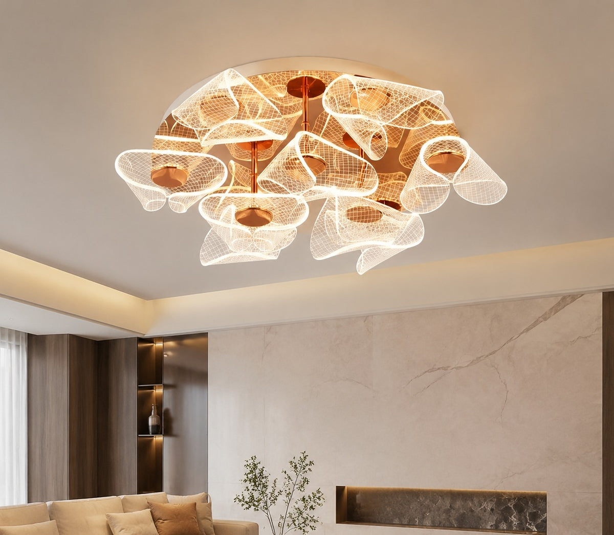 Ribbon Mesh Acrylic Ceiling Light full original image