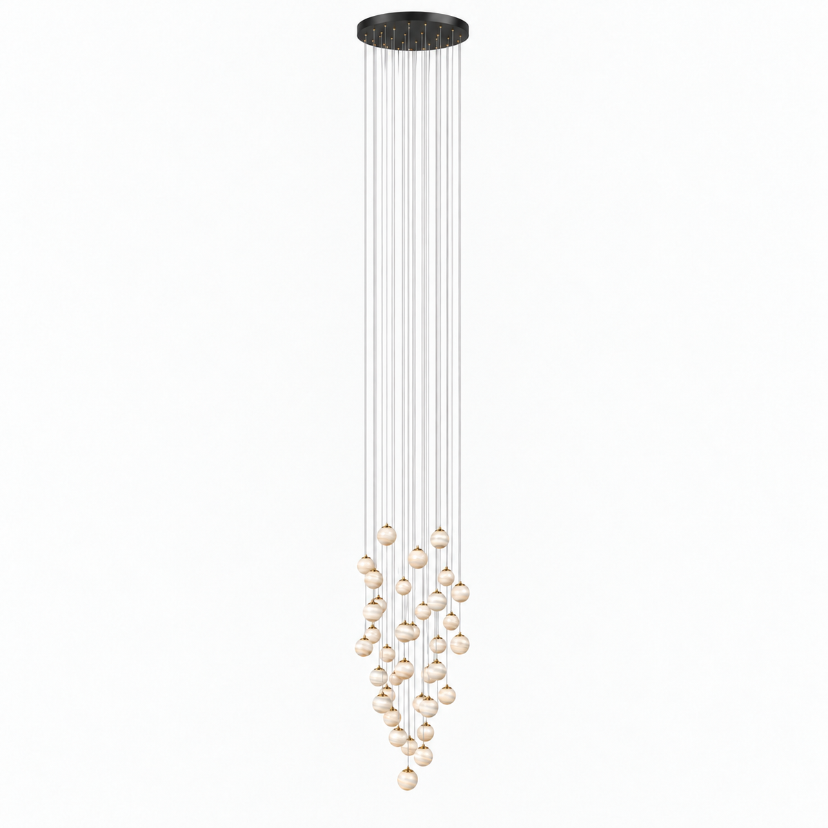 Banded Globe Cascade Chandelier — studio view