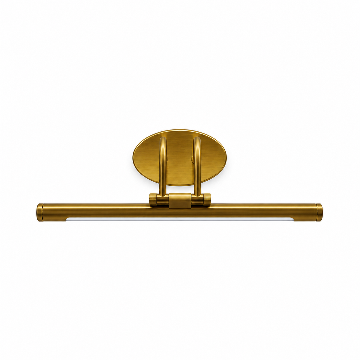 Gold-Toned Slim Cylinder Picture Light, 350 mm with the light off on a white background
