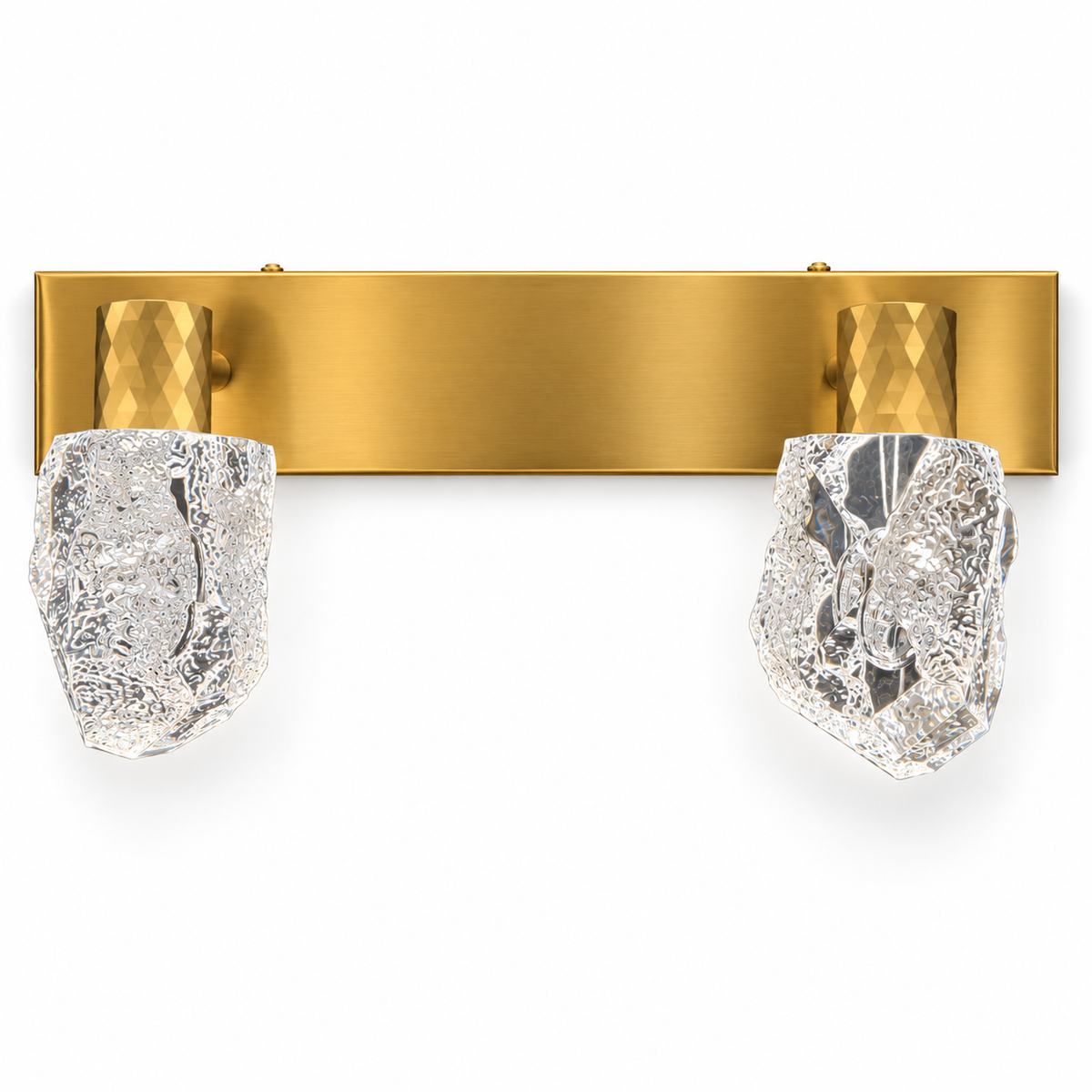 Gold Faceted Acrylic 2-Head Picture Light, 300 mm with the light off on a white background
