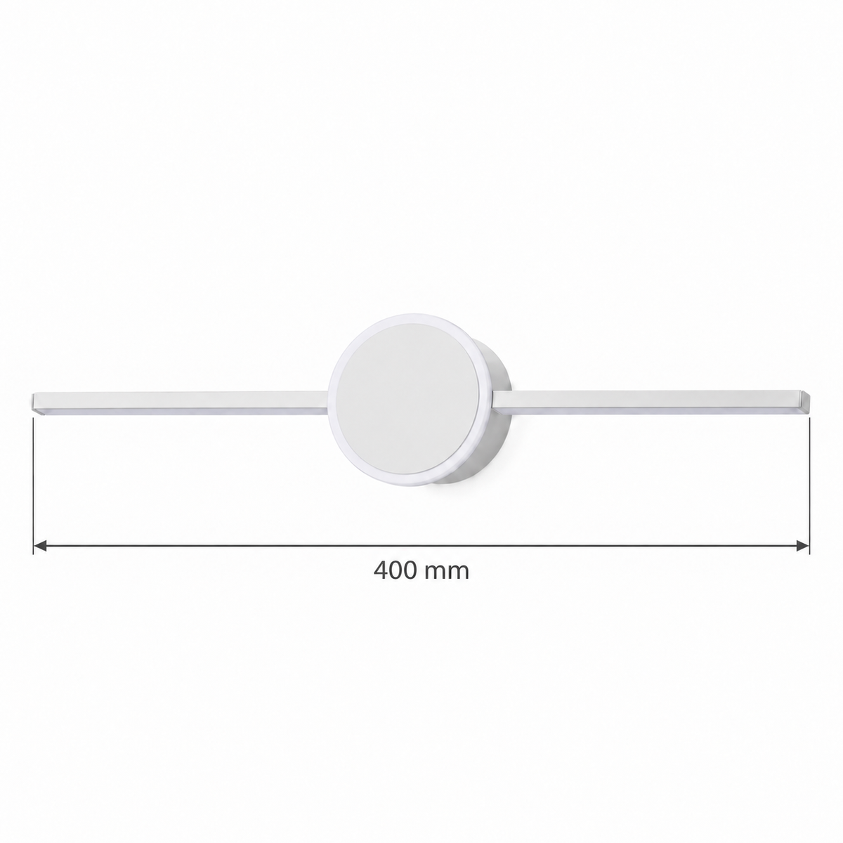White Halo-Disc Picture Light, 400 mm dimension view showing overall end-to-end length 400 mm