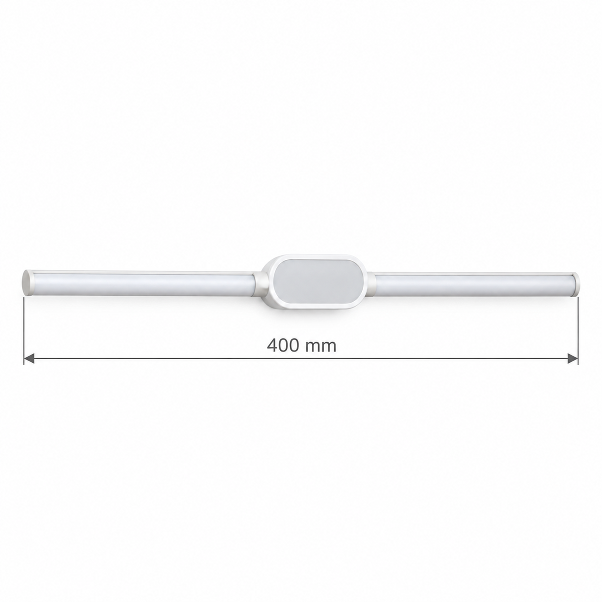White Capsule-Centre Picture Light, 400 mm dimension view showing overall horizontal bar length 400 mm