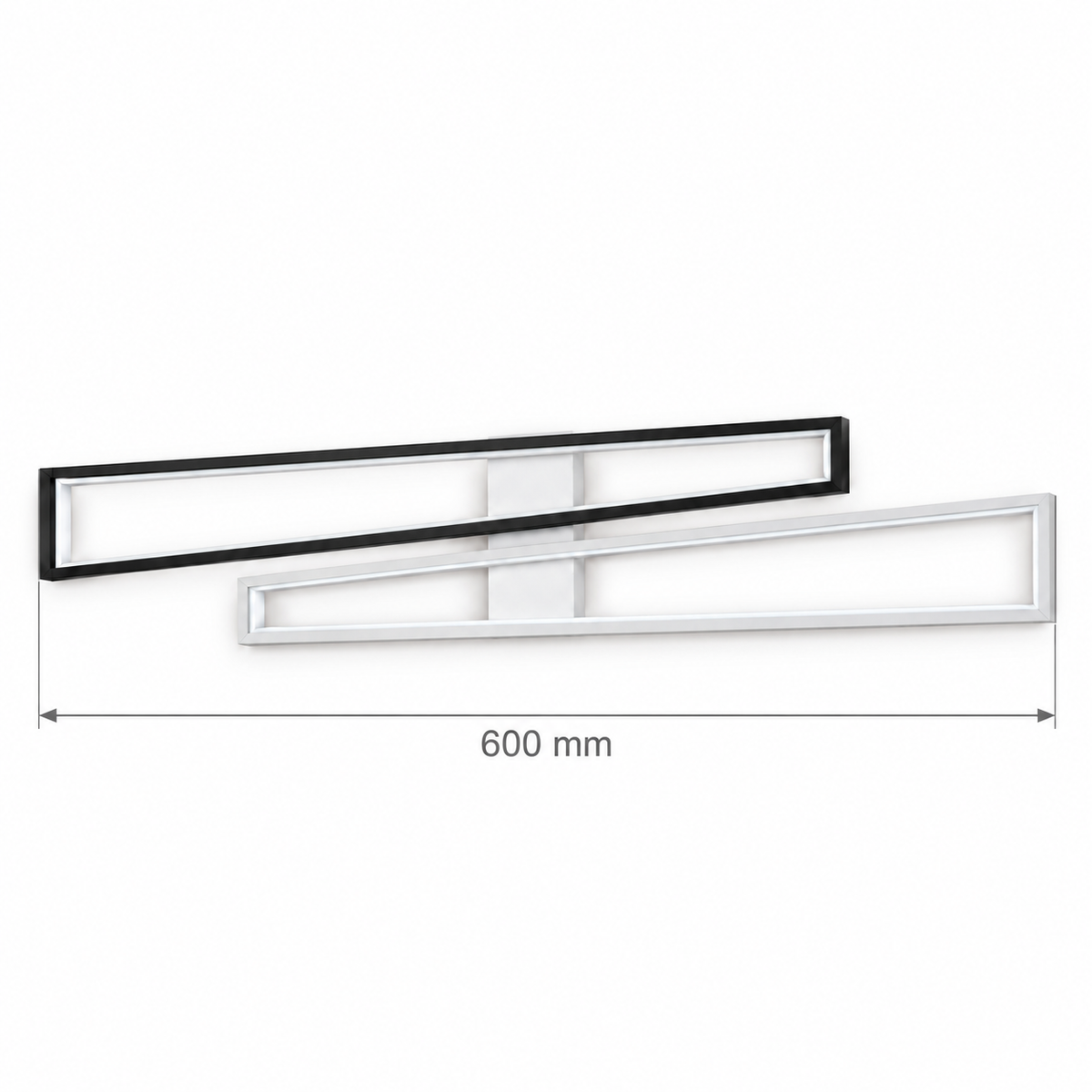 Black & White Offset-Frame Picture Light, 600 mm dimension view showing overall length 600 mm