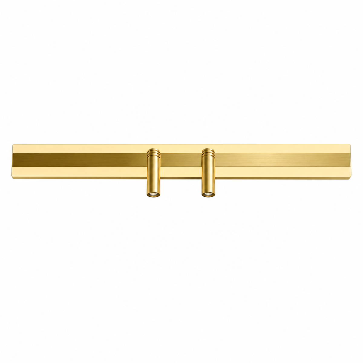Gold-Toned Broad-Bar Picture Light with 2 Spots, 420 mm with the light off on a white background