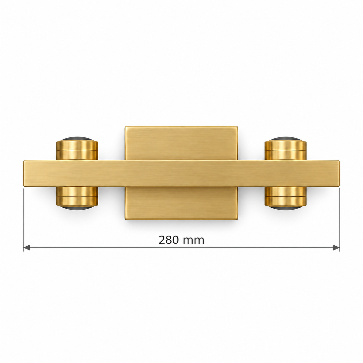 Gold-Toned 2-Module Up & Down Wall Light, 280 mm dimension view showing overall bar length 280 mm