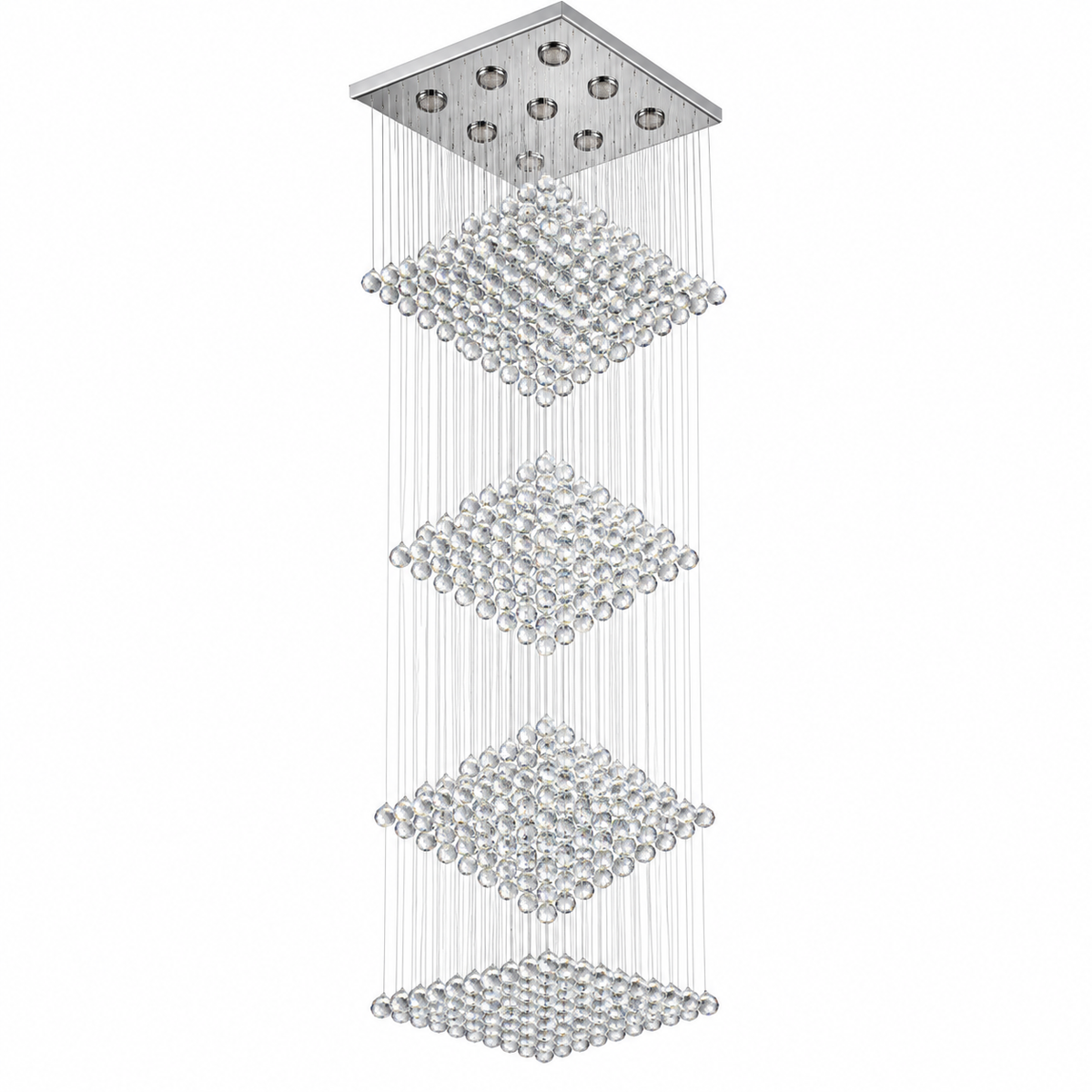 Crystal Geometry Cascade Chandelier — studio view