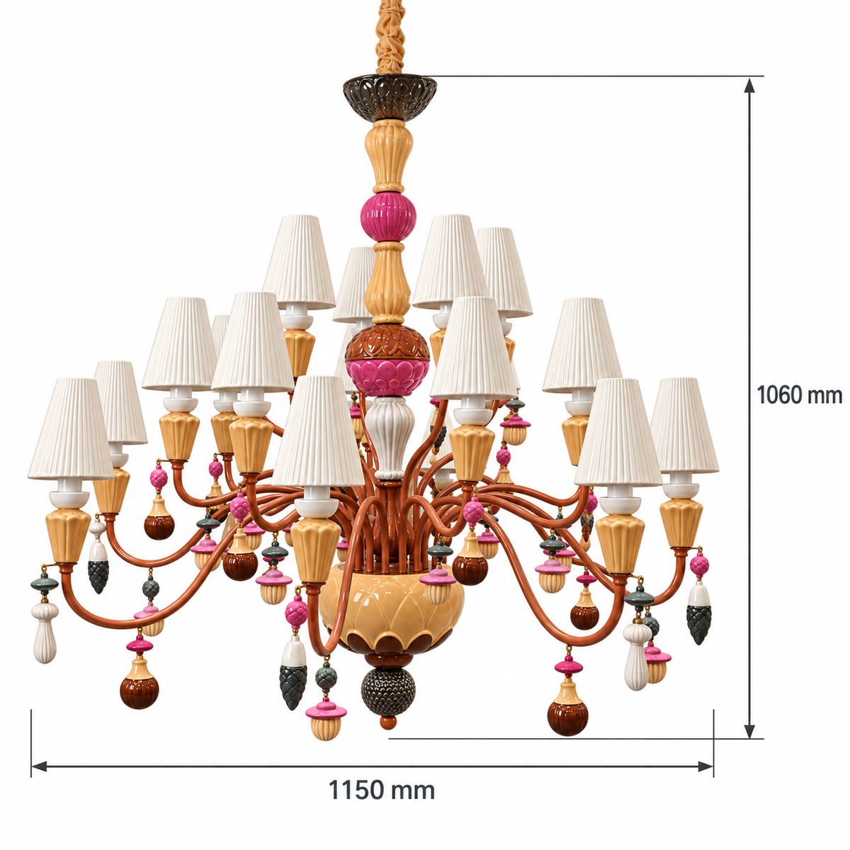 DP68021—8+8+4 dimension view: Maximum body diameter: 1150 mm; Body height, excluding chain: 1060 mm.