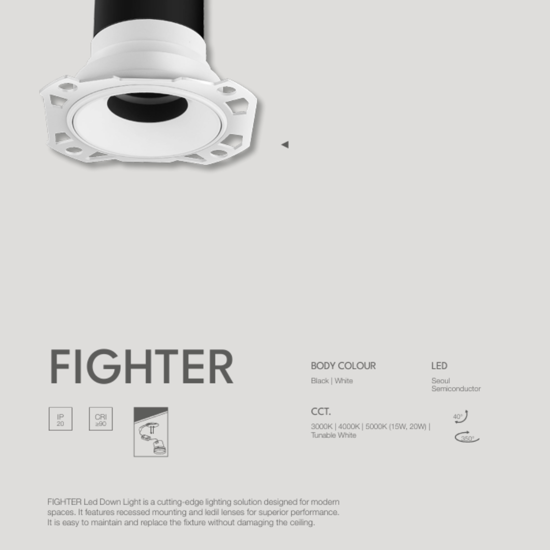 FIGHTER 8W Trimless Adjustable Recessed Downlight