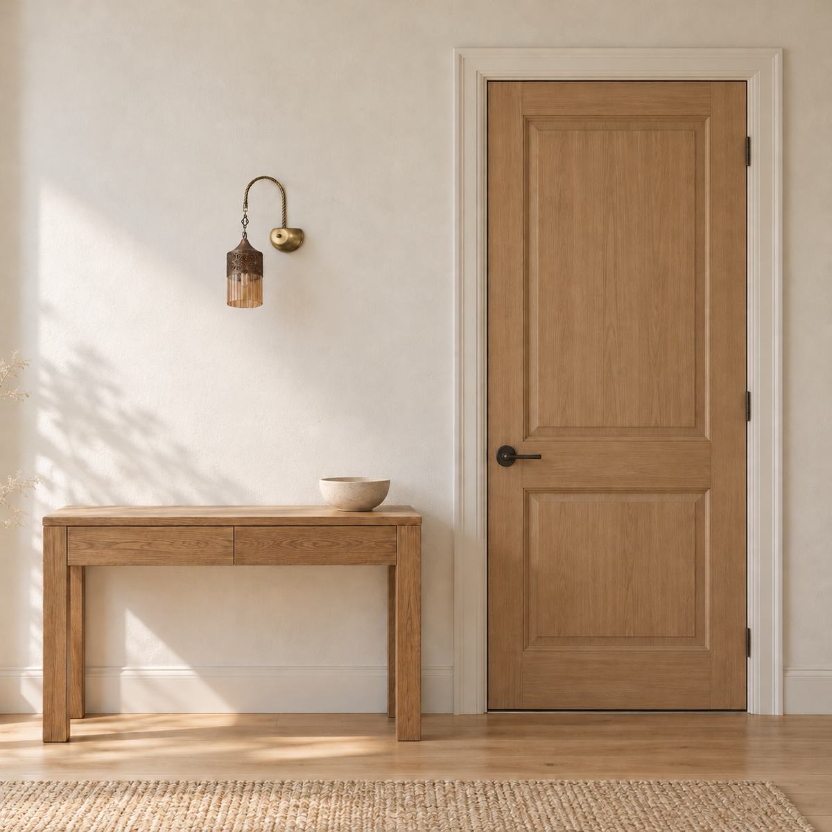 Pierced Dome Amber Lantern Wall Light switched off in a daylight interior setting.
