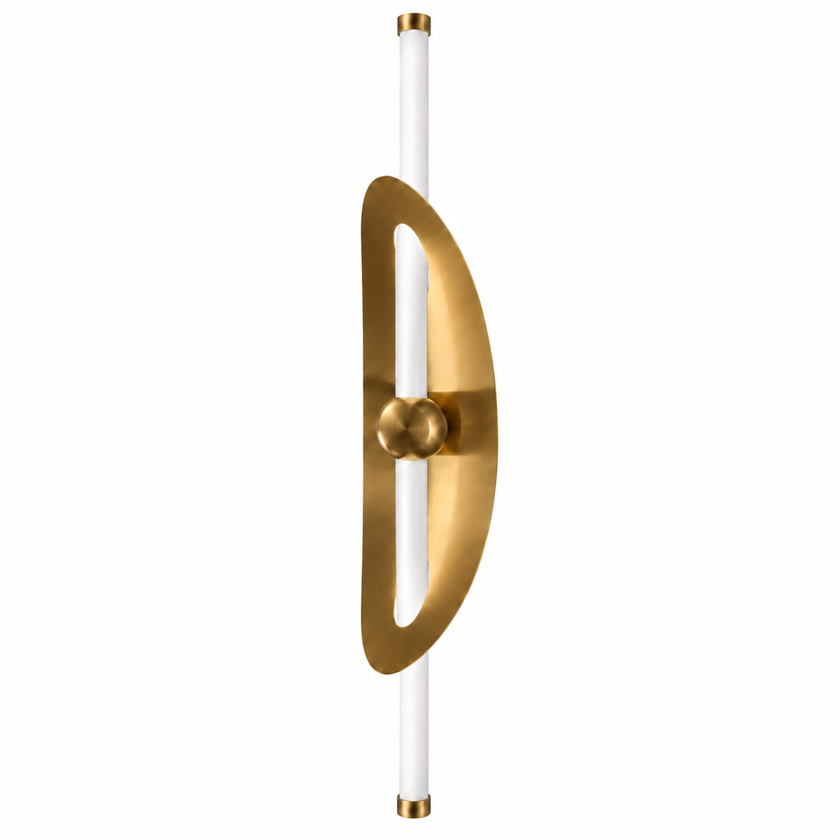Gold Leaf-Frame Vertical Rod Wall Light, 580 mm with the light off on a white background