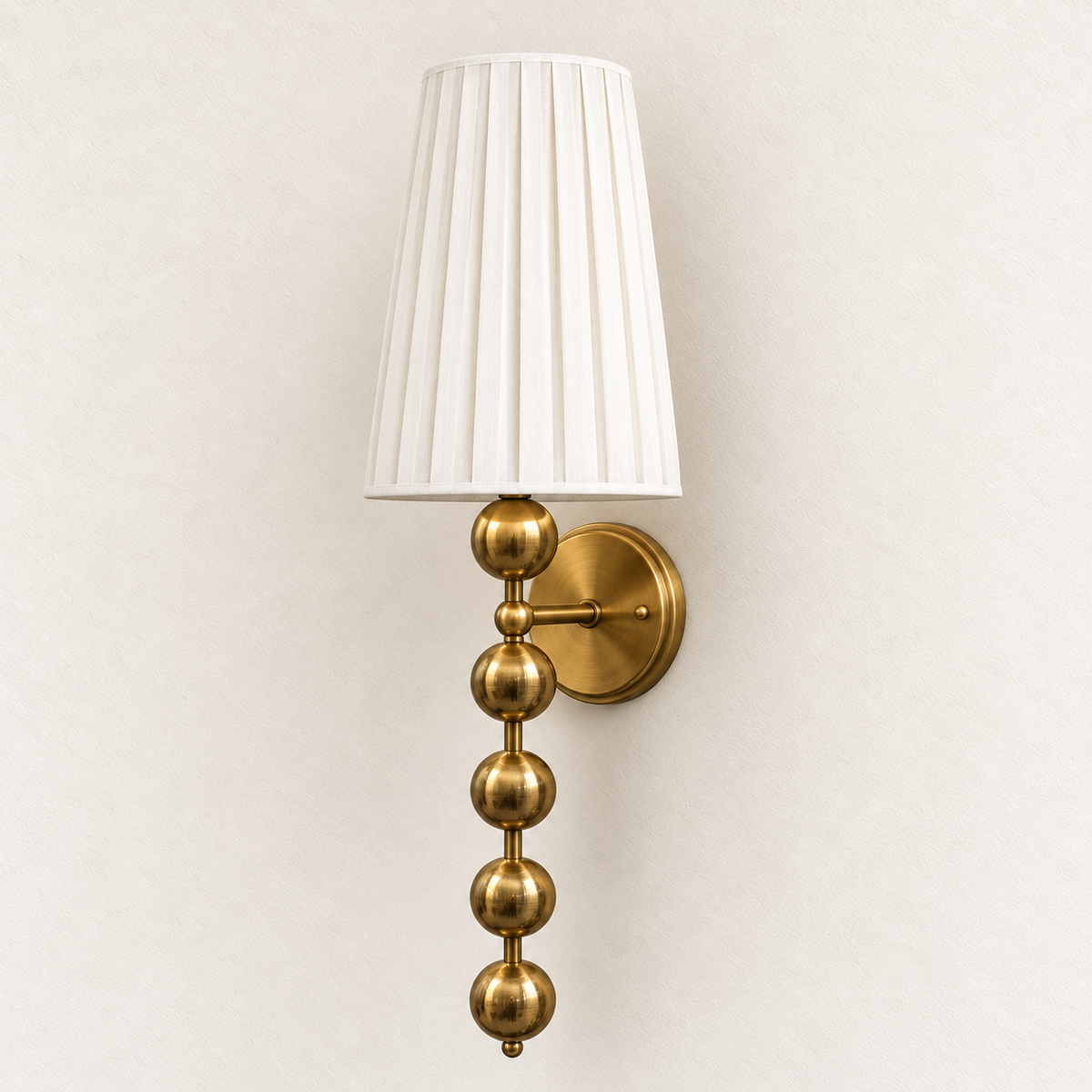 Pleated White Shade Five-Orb Wall Light shown against a neutral background, switched off