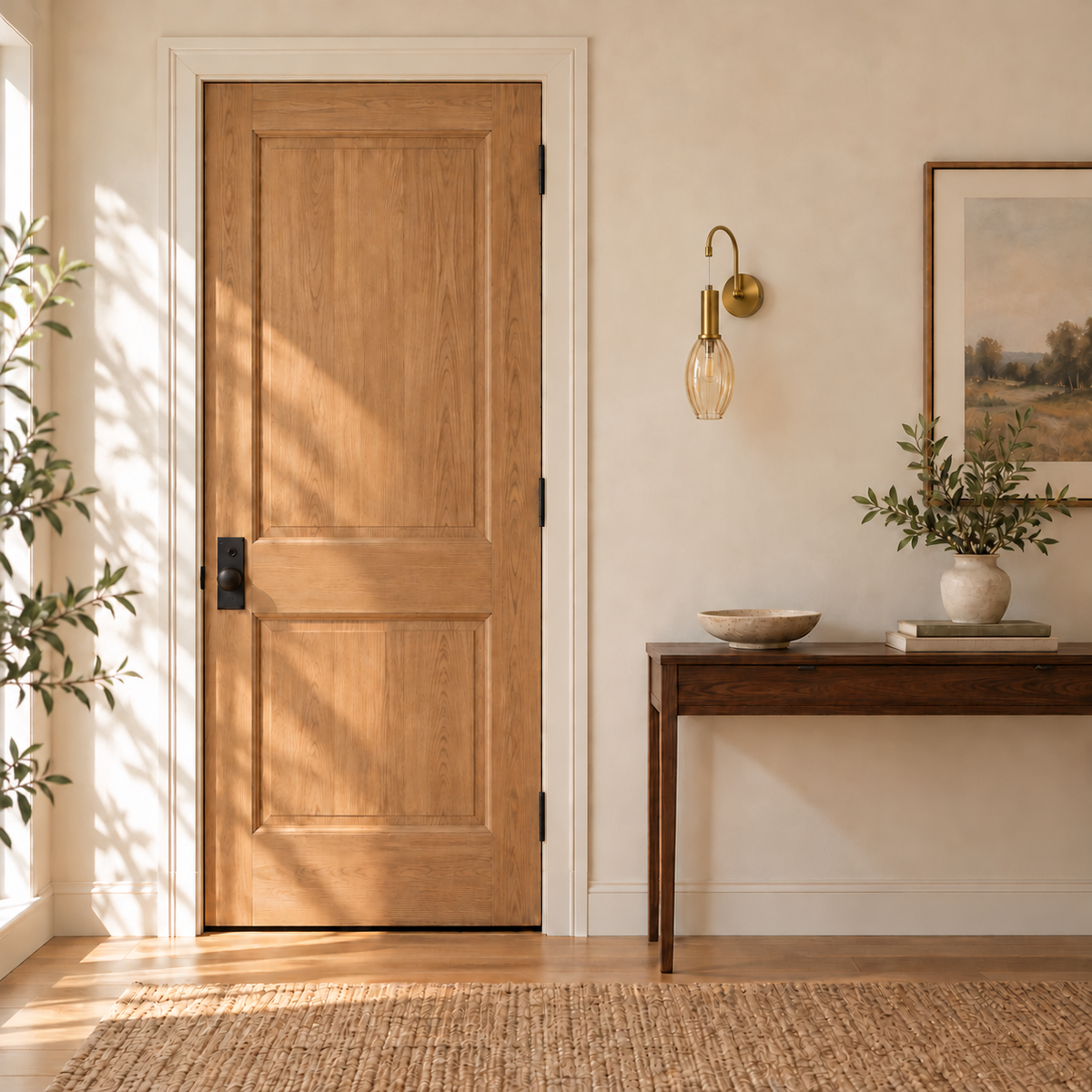 Ribbed Amber Drop Gooseneck Wall Light switched off in a daylight interior setting.