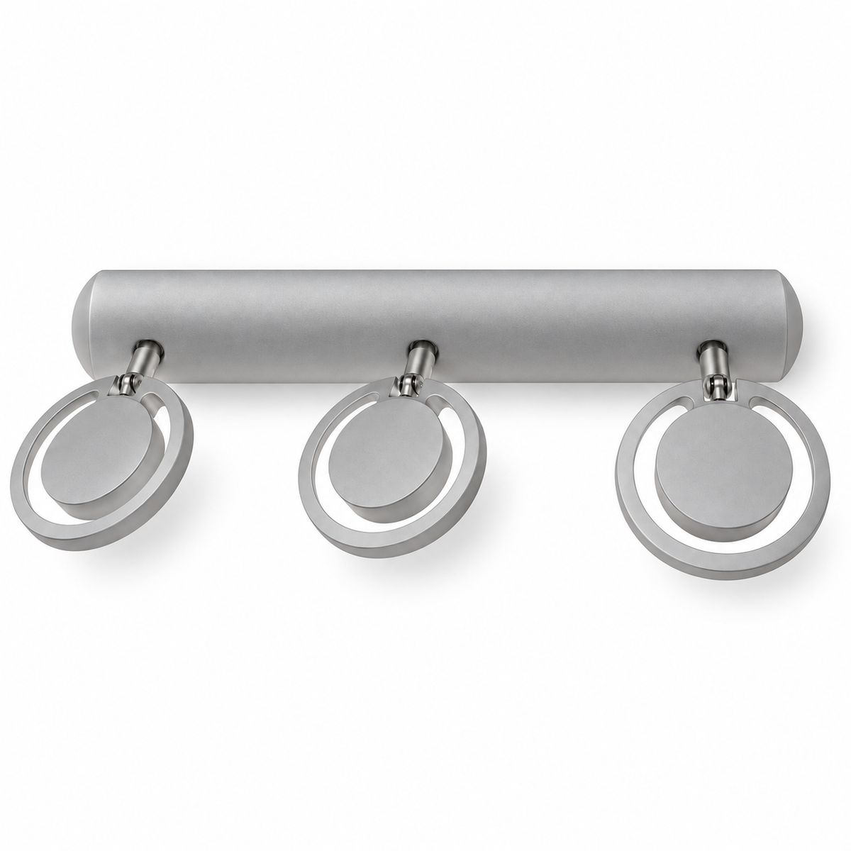 Silver-Toned Ring 3-Spot Picture Light with the light off on a white background