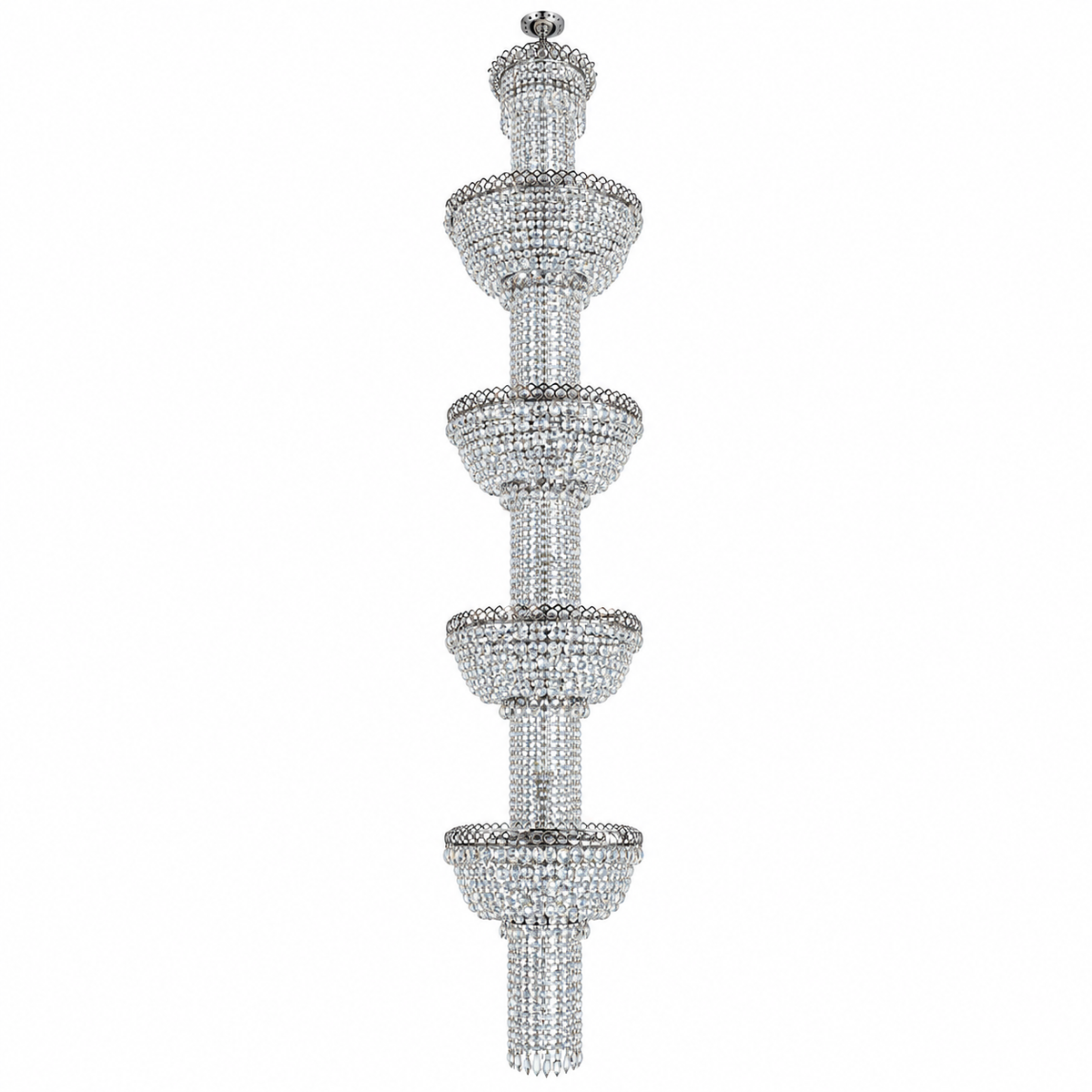 Studio view of SB53152--36L, chrome clear-crystal column chandelier.