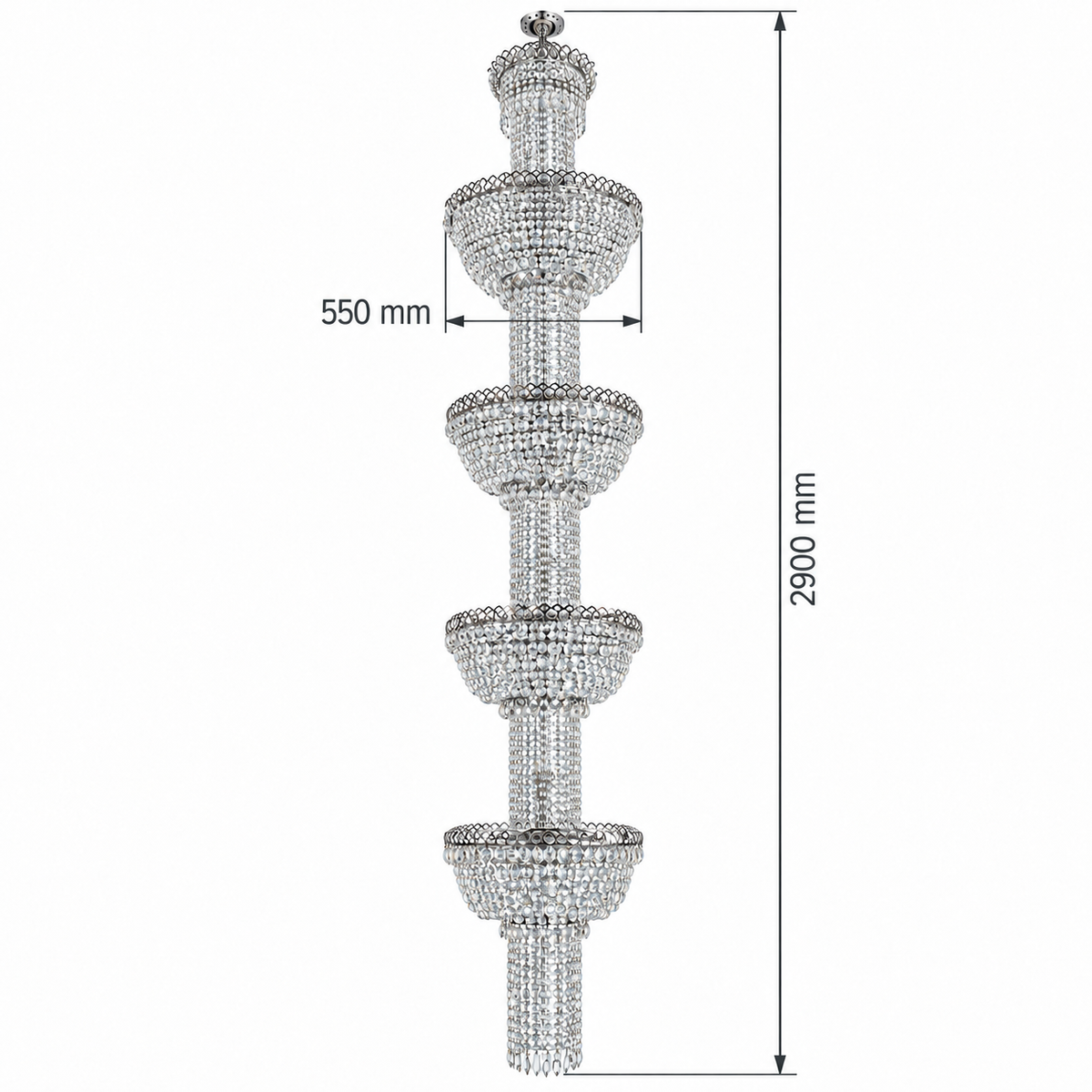 SB53152--36L dimension view: Maximum diameter: 550 mm; Overall mount-to-lowest-point height: 2900 mm.