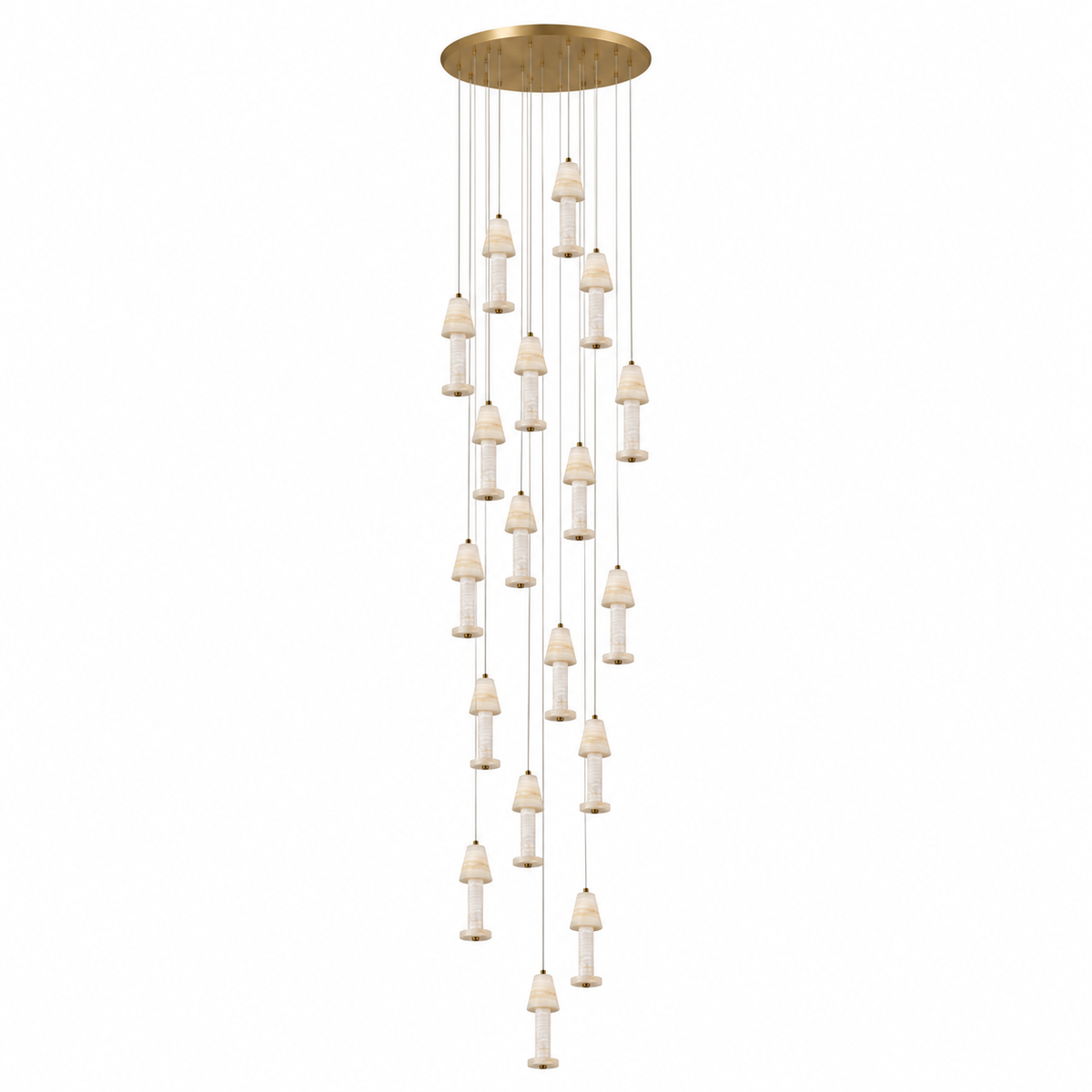 Studio view of SH2143--18X12W-3C, gold stone multi-drop chandelier.
