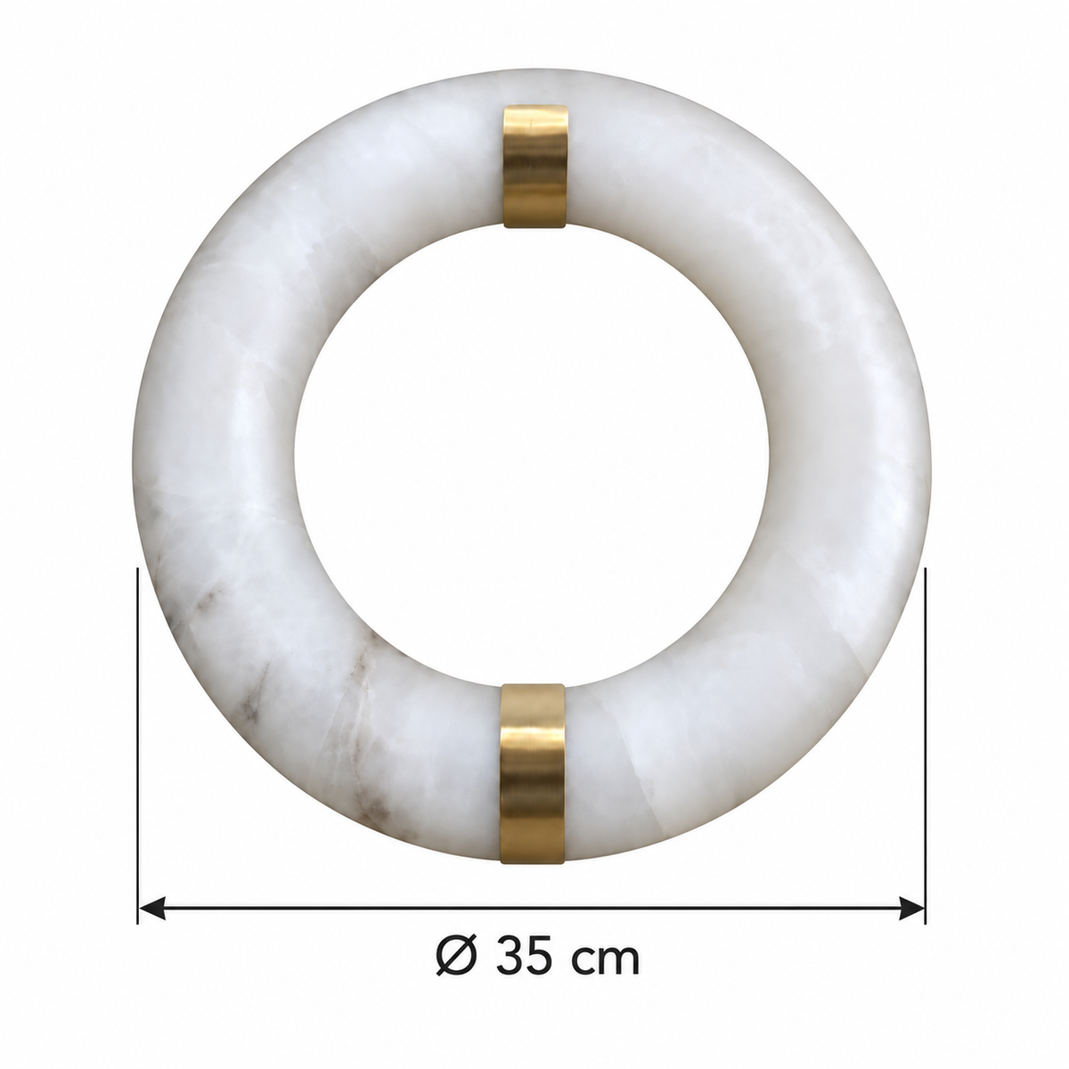 Stone-Effect Ring Wall Light dimension guide showing outer ring diameter 35 cm