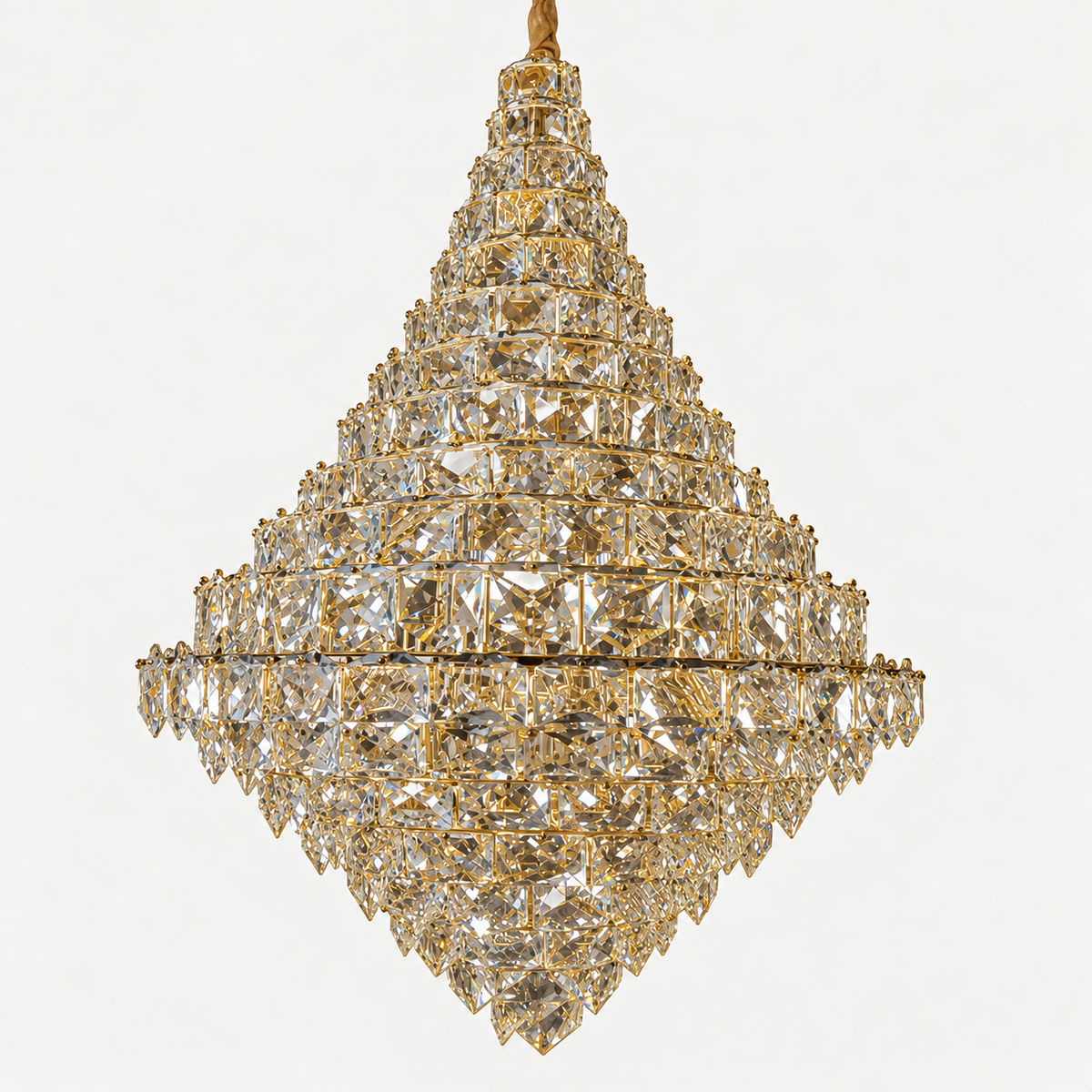 SU67796 Gold-Tone K9 Crystal Chandelier shown unlit against a studio background.