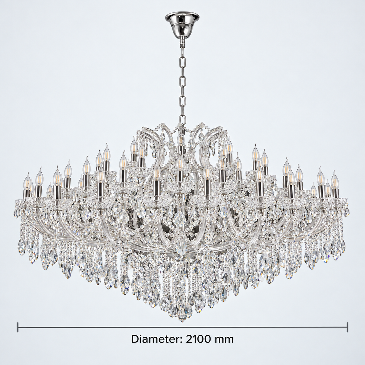 Silver Crystal Palace Chandelier — dimension guide