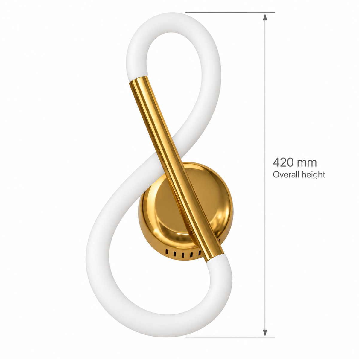 Intertwined Ribbon Loop Wall Light dimension diagram showing 420 mm overall height.