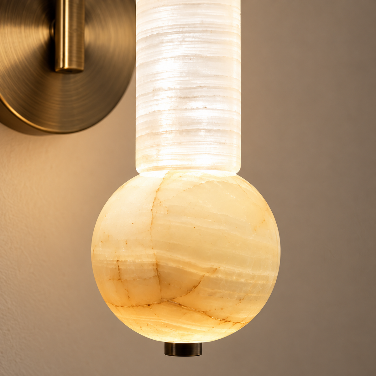 Close-up detail of Marble Column Wall Light