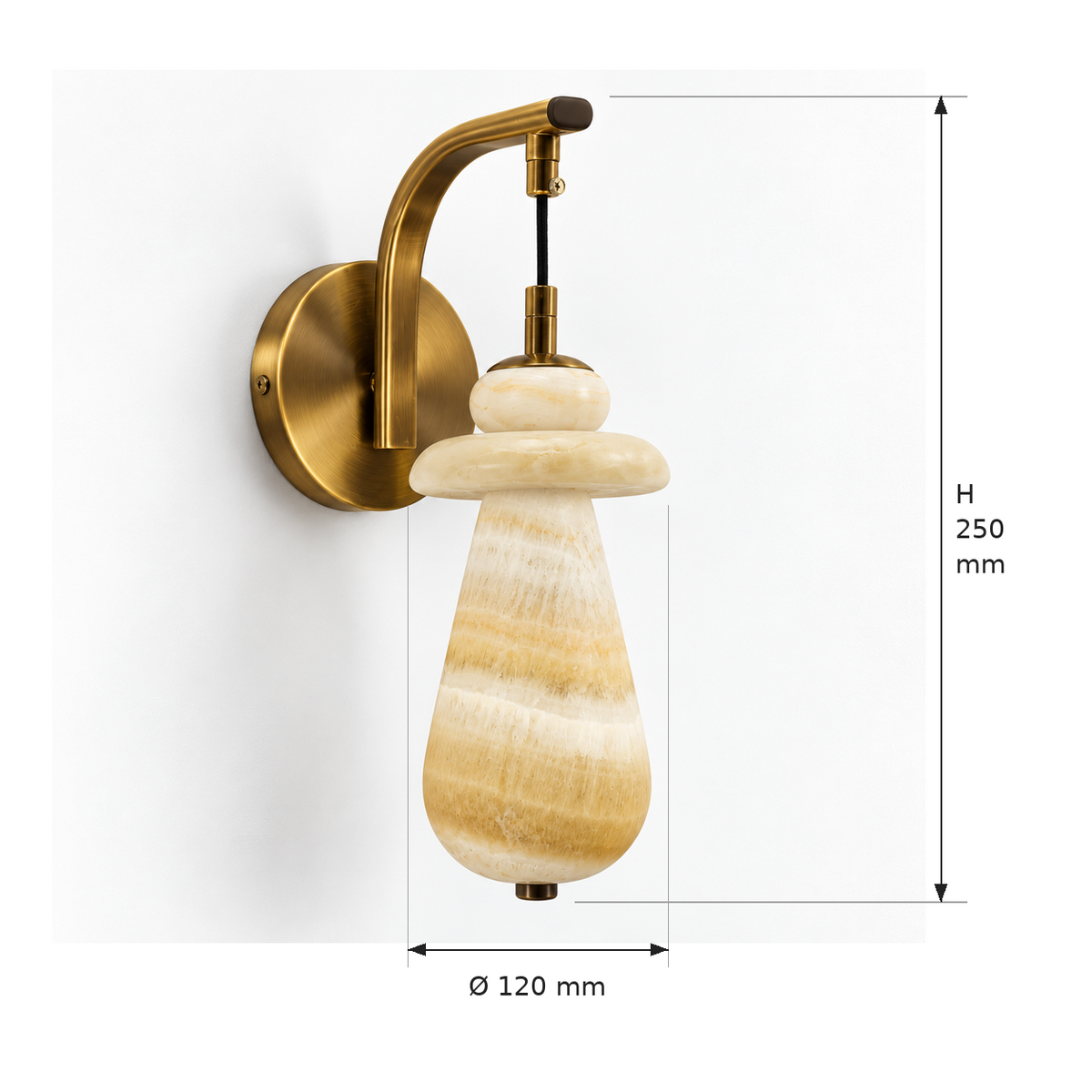 Marble Drop Wall Light dimensions, H250 mm x D120 mm