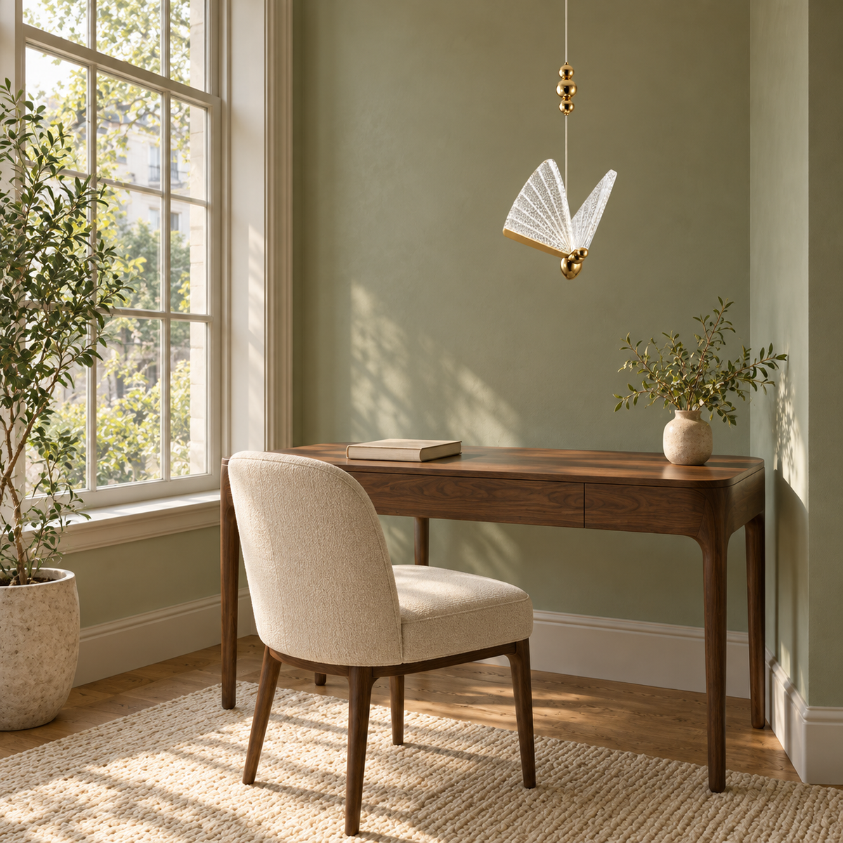 Alette Acrylic Wing Pendant Light, daylight interior, light off