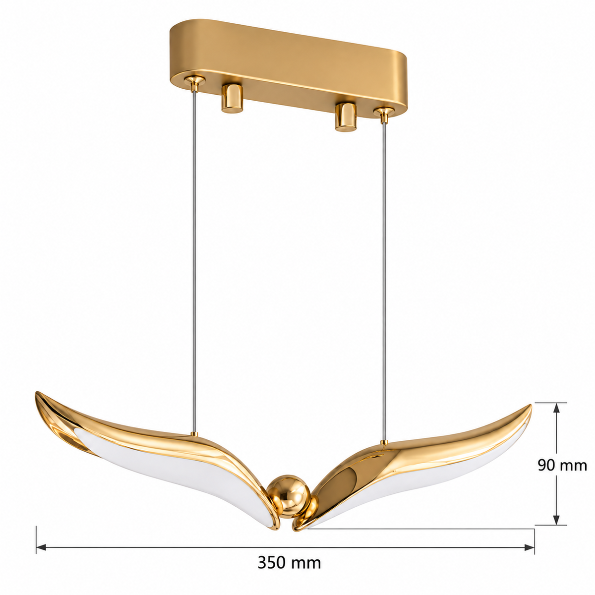 Alette Soaring Wing Pendant Light, confirmed dimension diagram